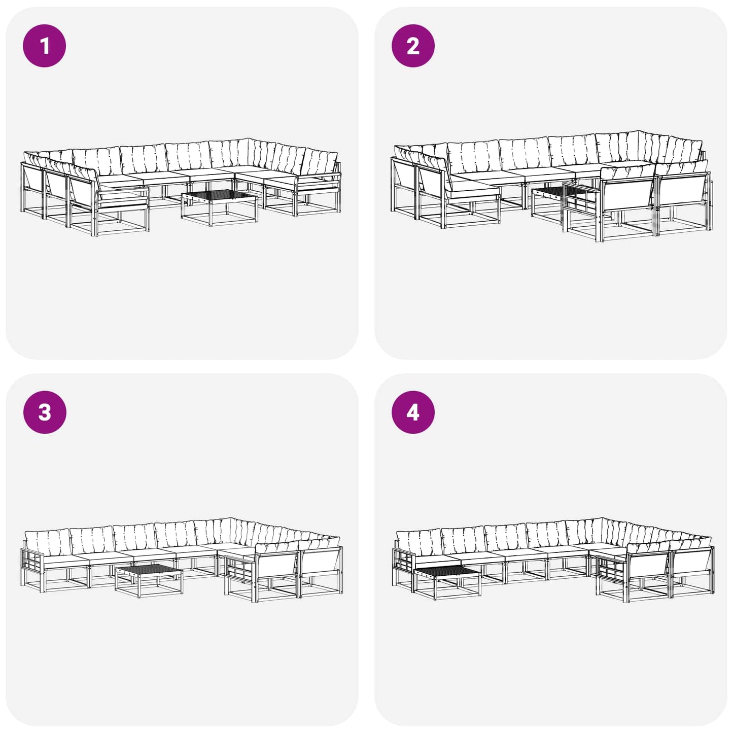Outdoor-Sofagarnitur mit Kissen 10 pcs Natürlich und Schwarz