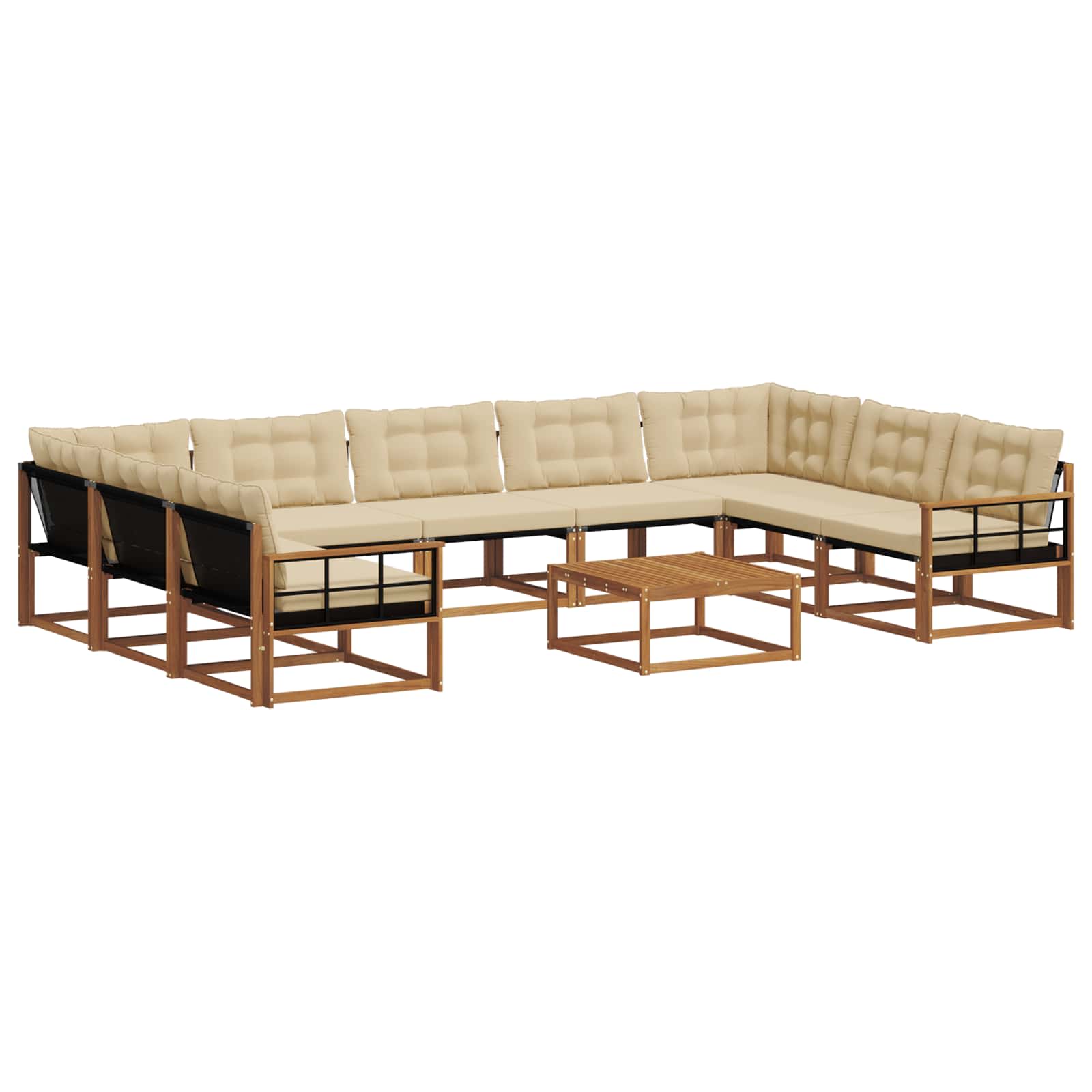 Outdoor-Sofagarnitur mit Kissen 10 pcs Natur und Beige