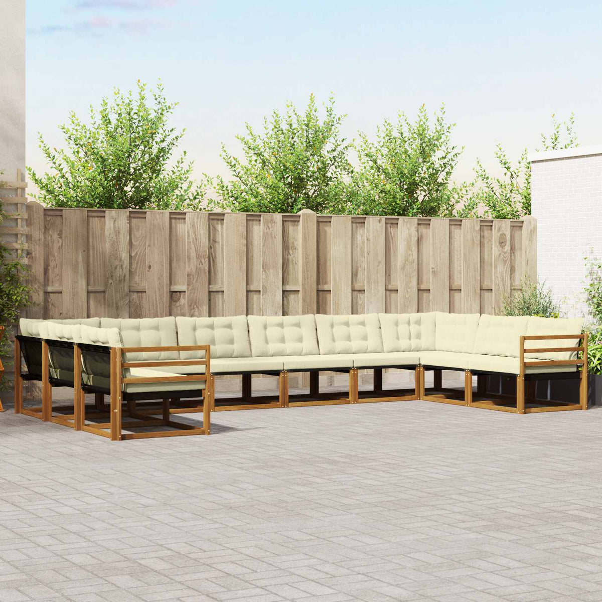 Outdoor-Sofagarnitur 10 stk. Natur und Creme