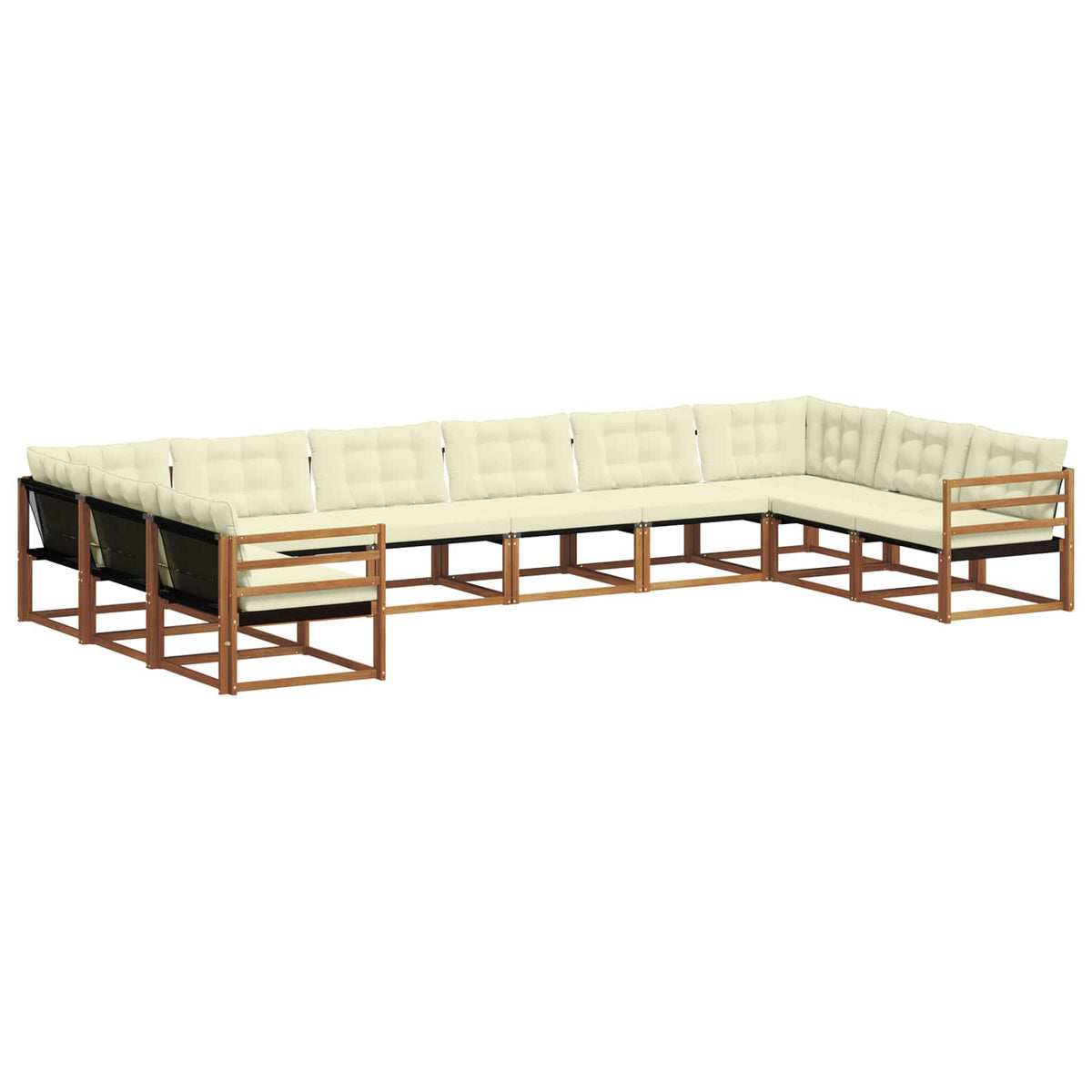 Outdoor-Sofagarnitur 10 stk. Natur und Creme