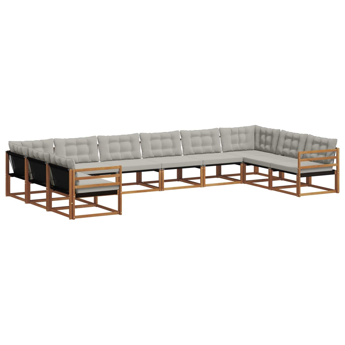 Outdoor-Sofagarnitur mit Kissen 10 pcs Natürlich und Hellgrau