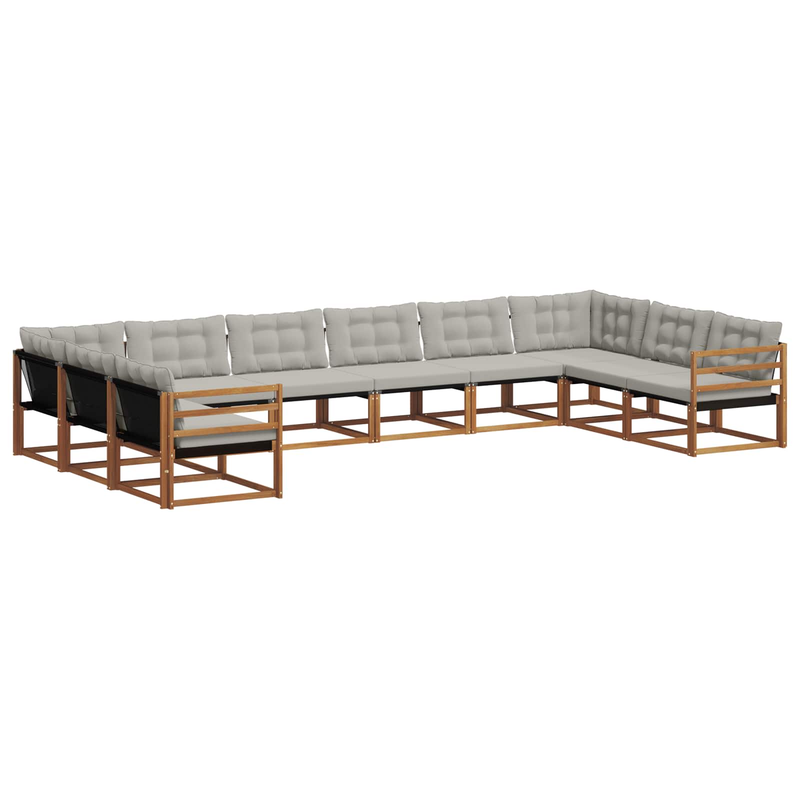 Outdoor-Sofagarnitur mit Kissen 10 pcs Natürlich und Hellgrau