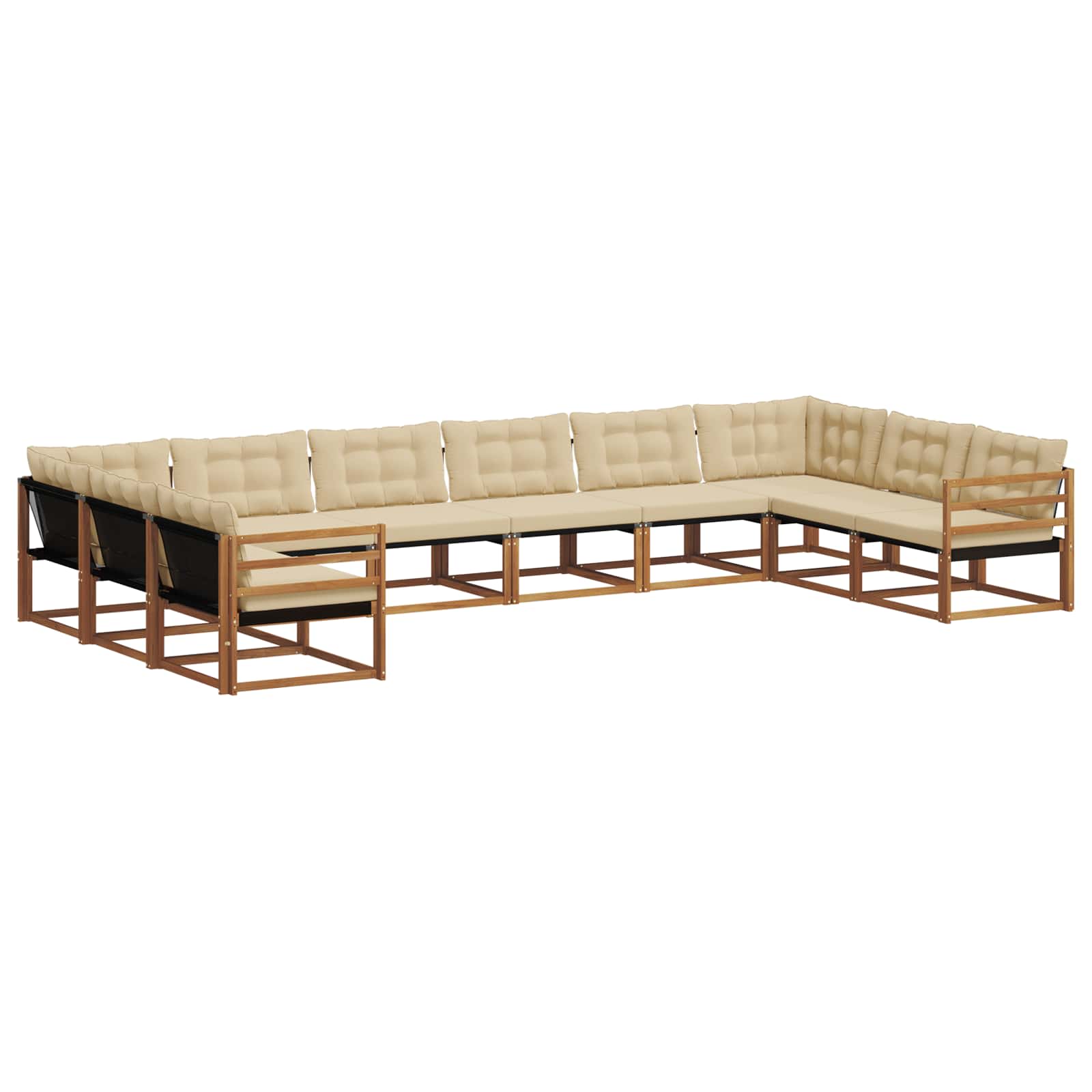Outdoor-Sofagarnitur mit Kissen 10 pcs Natur und Beige