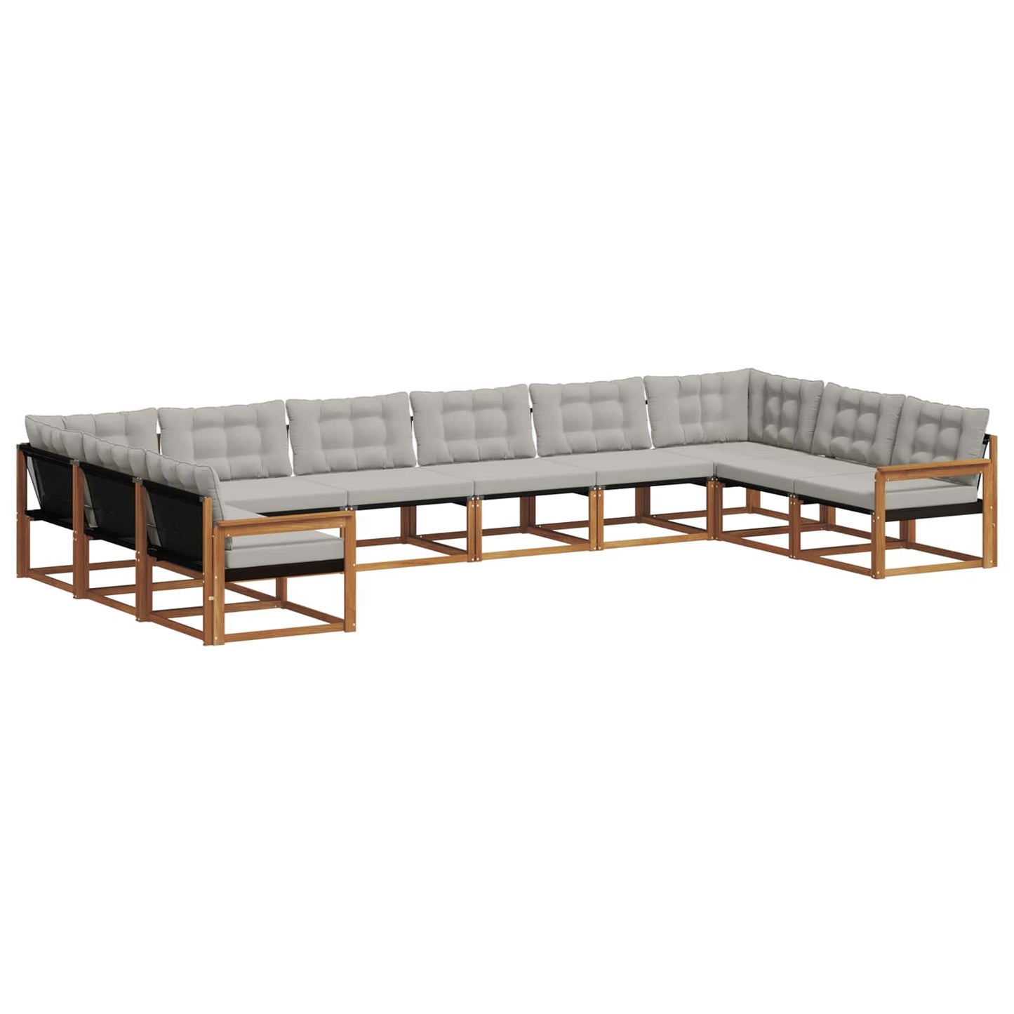 Outdoor-Sofagarnitur mit Kissen 10 pcs Natürlich und Hellgrau