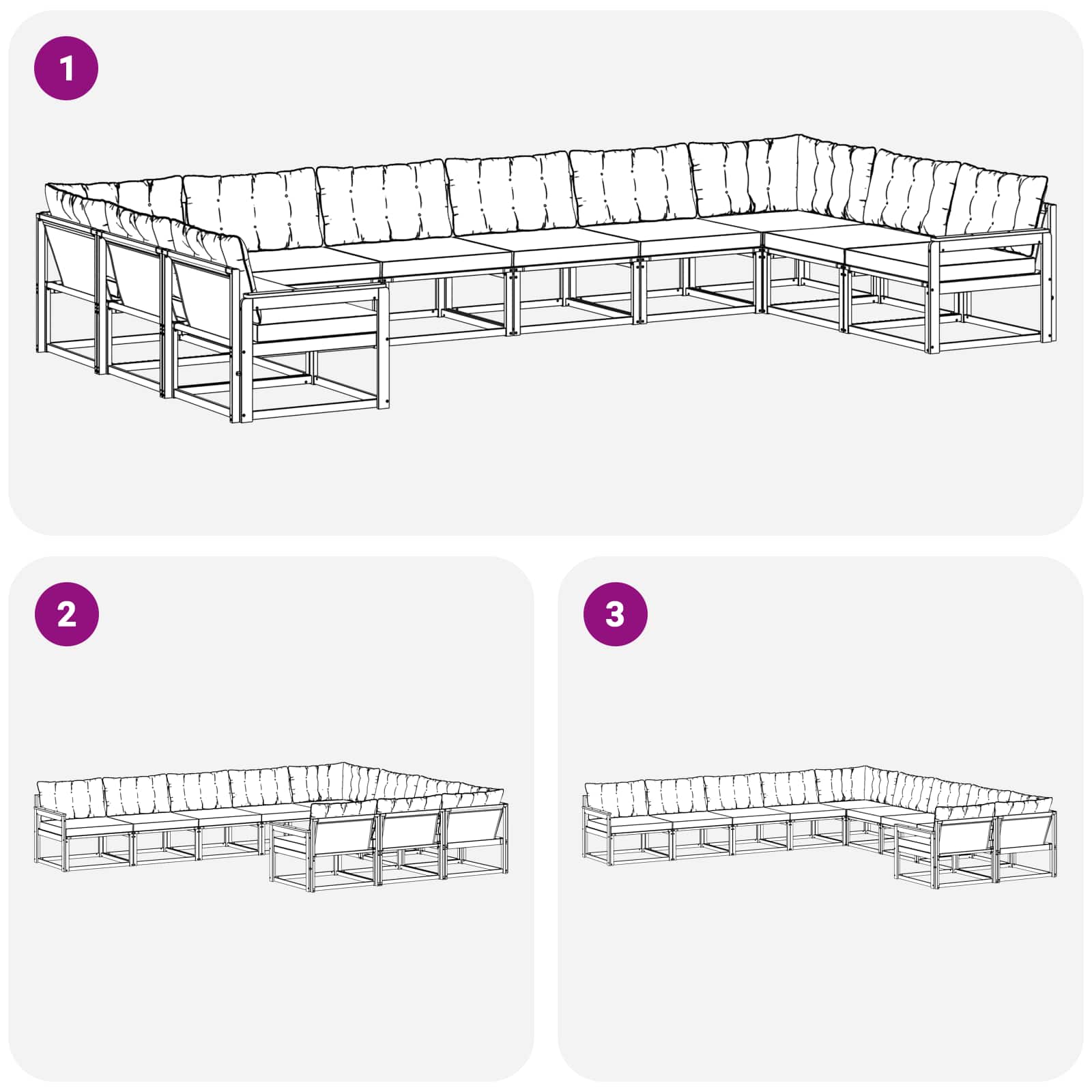 Outdoor-Sofagarnitur mit Kissen 10 pcs Natürlich und Schwarz
