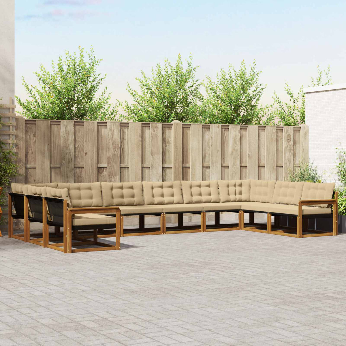 Outdoor-Sofagarnitur 10 stk. Natur und Beige