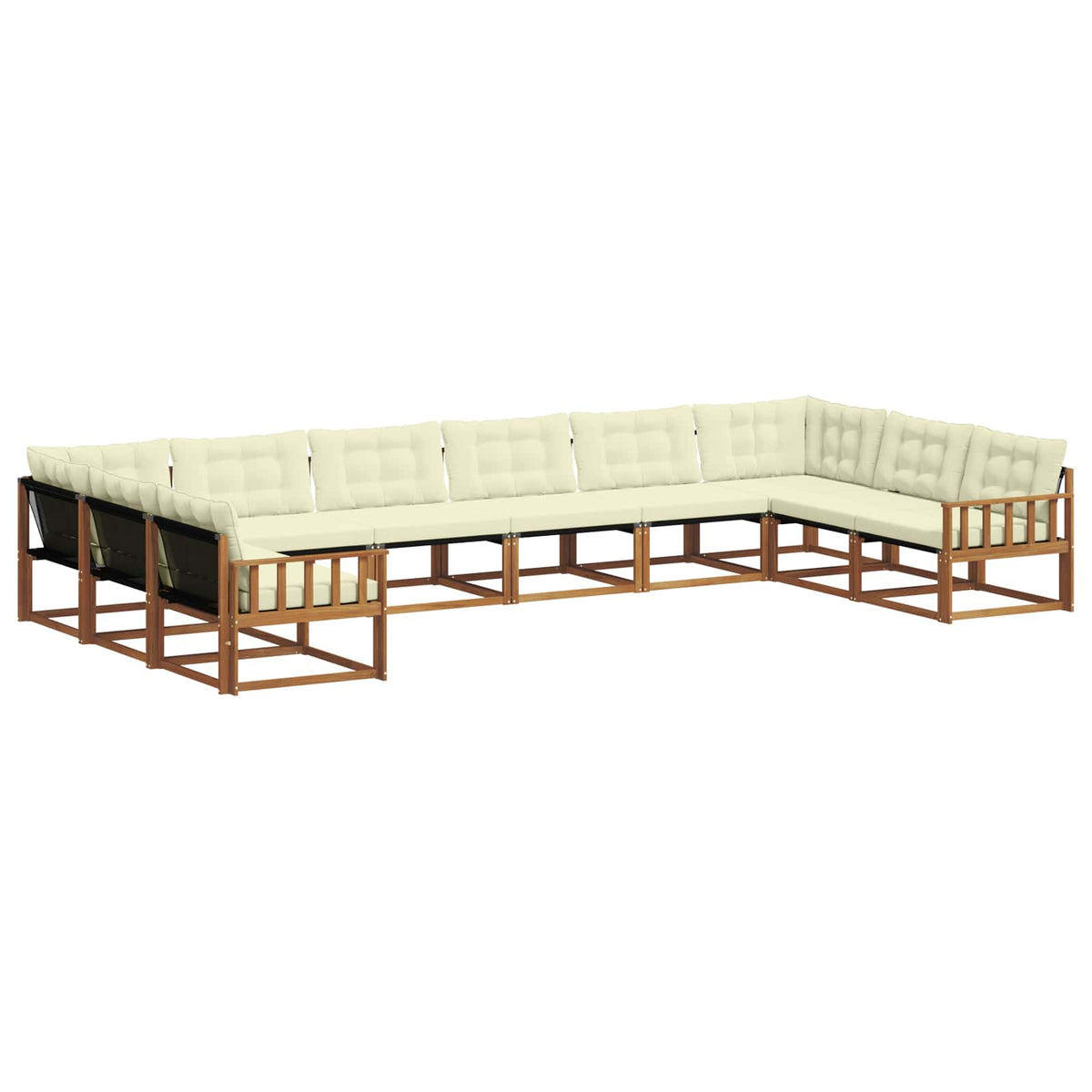 Outdoor-Sofagarnitur 10 stk. Natur und Creme