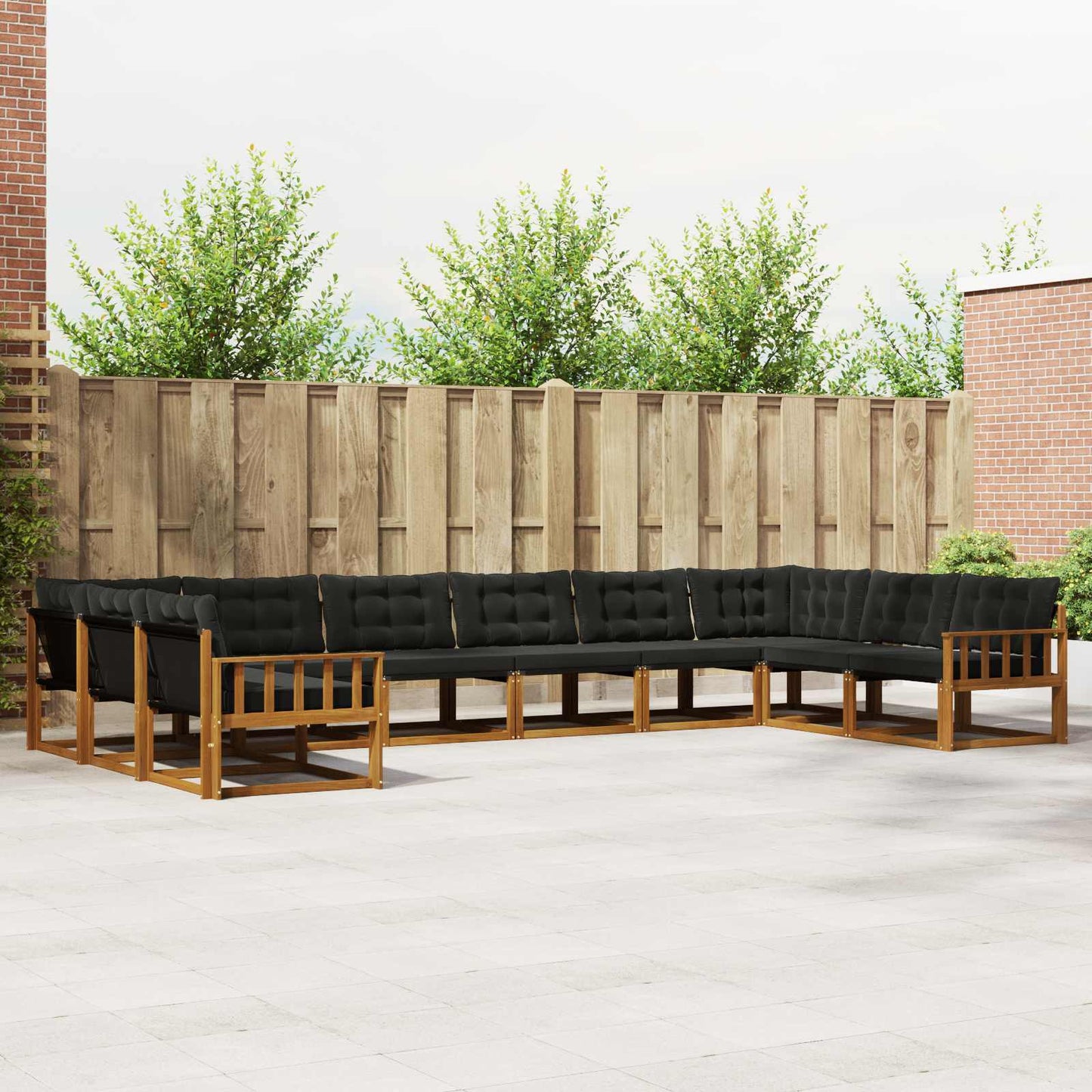 Outdoor-Sofagarnitur mit Kissen 10 pcs Natürlich und Schwarz