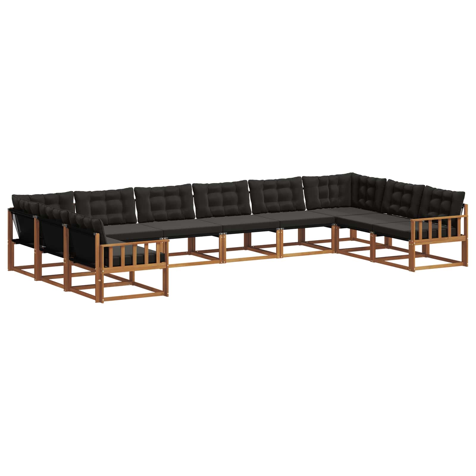 Outdoor-Sofagarnitur mit Kissen 10 pcs Natürlich und Schwarz