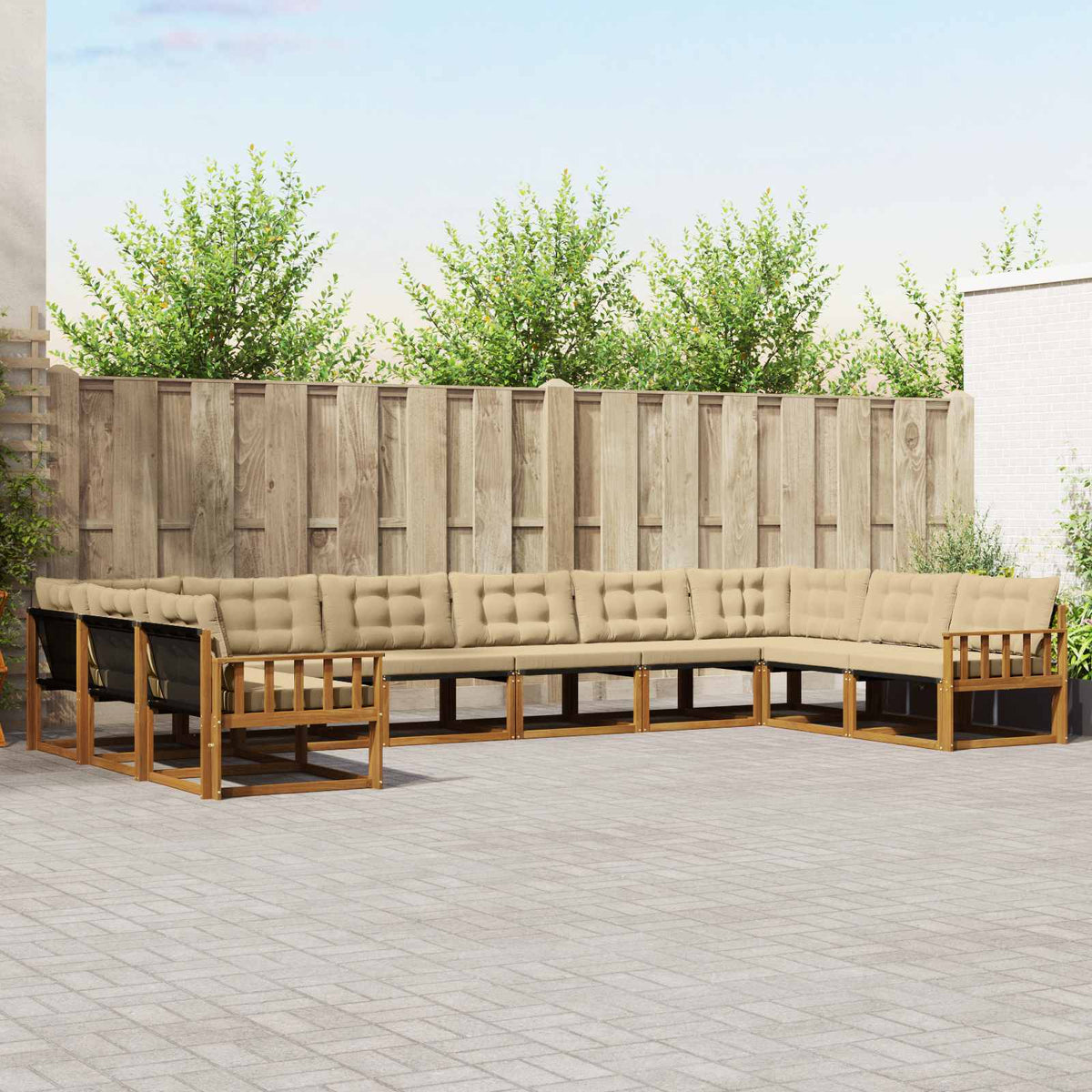Outdoor-Sofagarnitur 10 stk. Natur und Beige