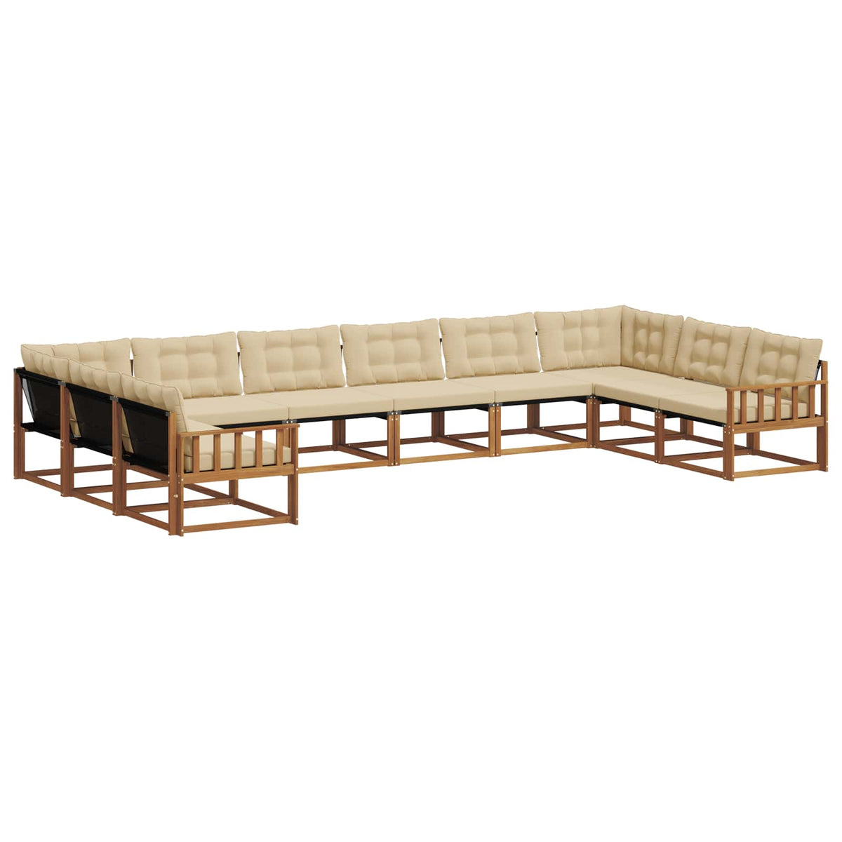 Outdoor-Sofagarnitur 10 stk. Natur und Beige