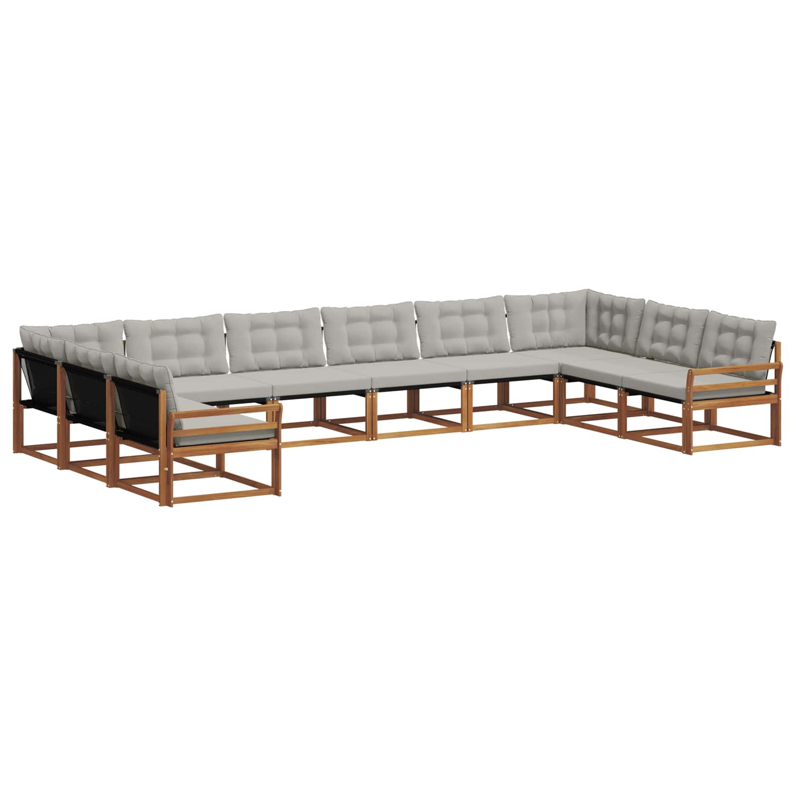 Outdoor-Sofagarnitur mit Kissen 10 pcs Natürlich und Hellgrau