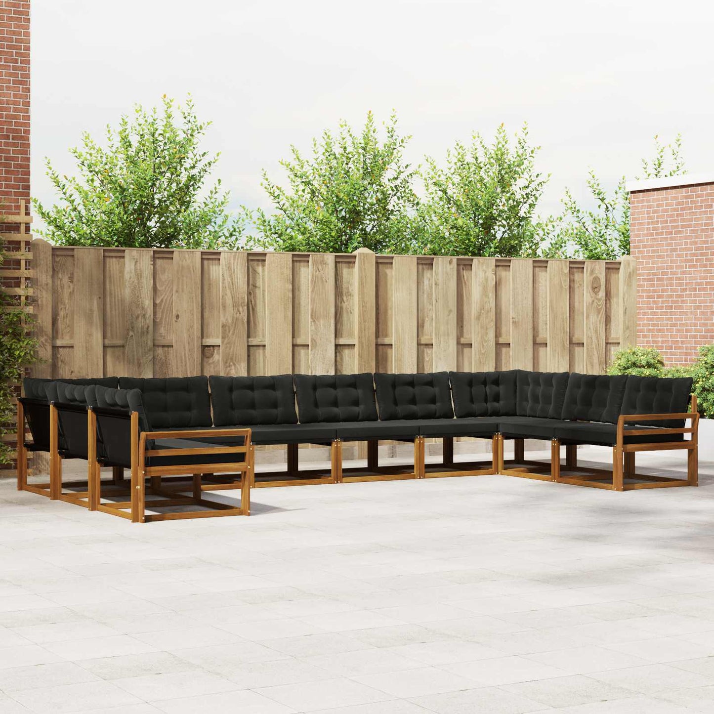 Outdoor-Sofagarnitur mit Kissen 10 pcs Natürlich und Schwarz