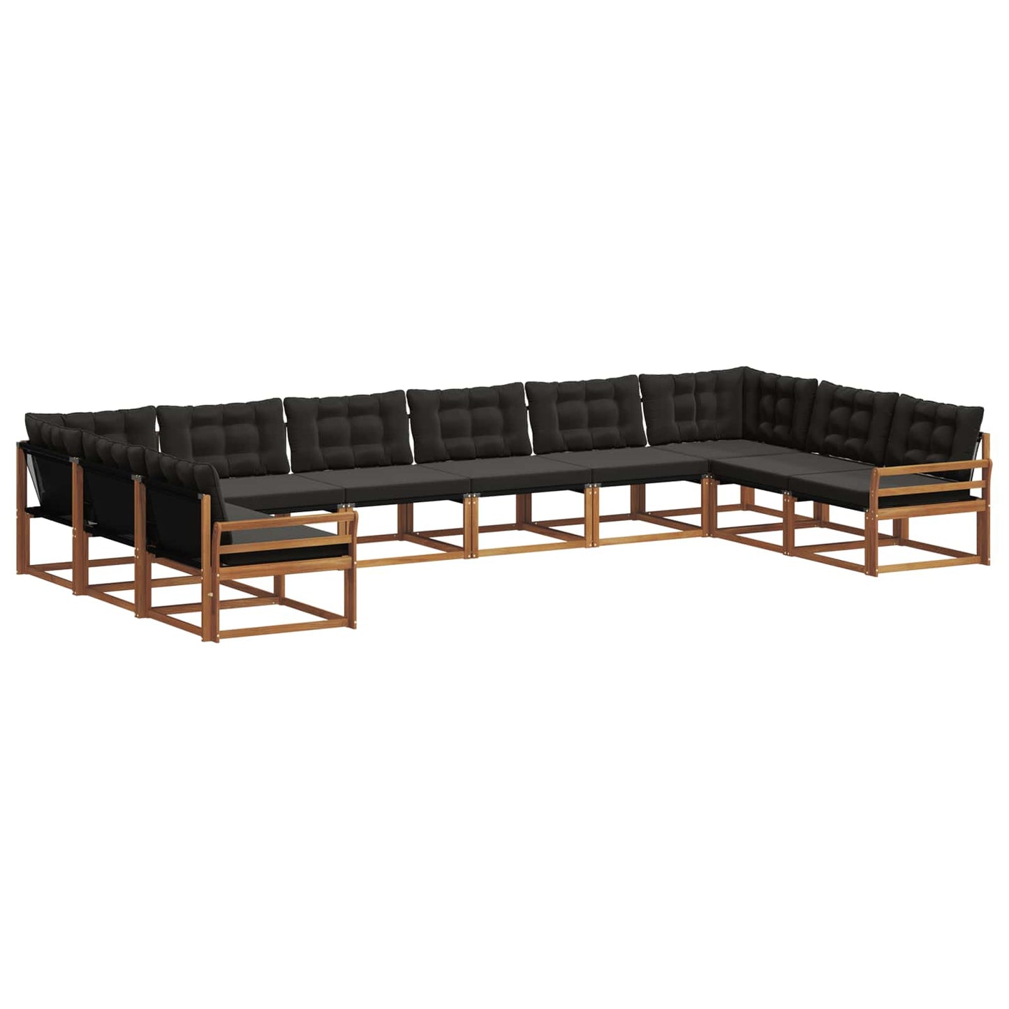 Outdoor-Sofagarnitur mit Kissen 10 pcs Natürlich und Schwarz
