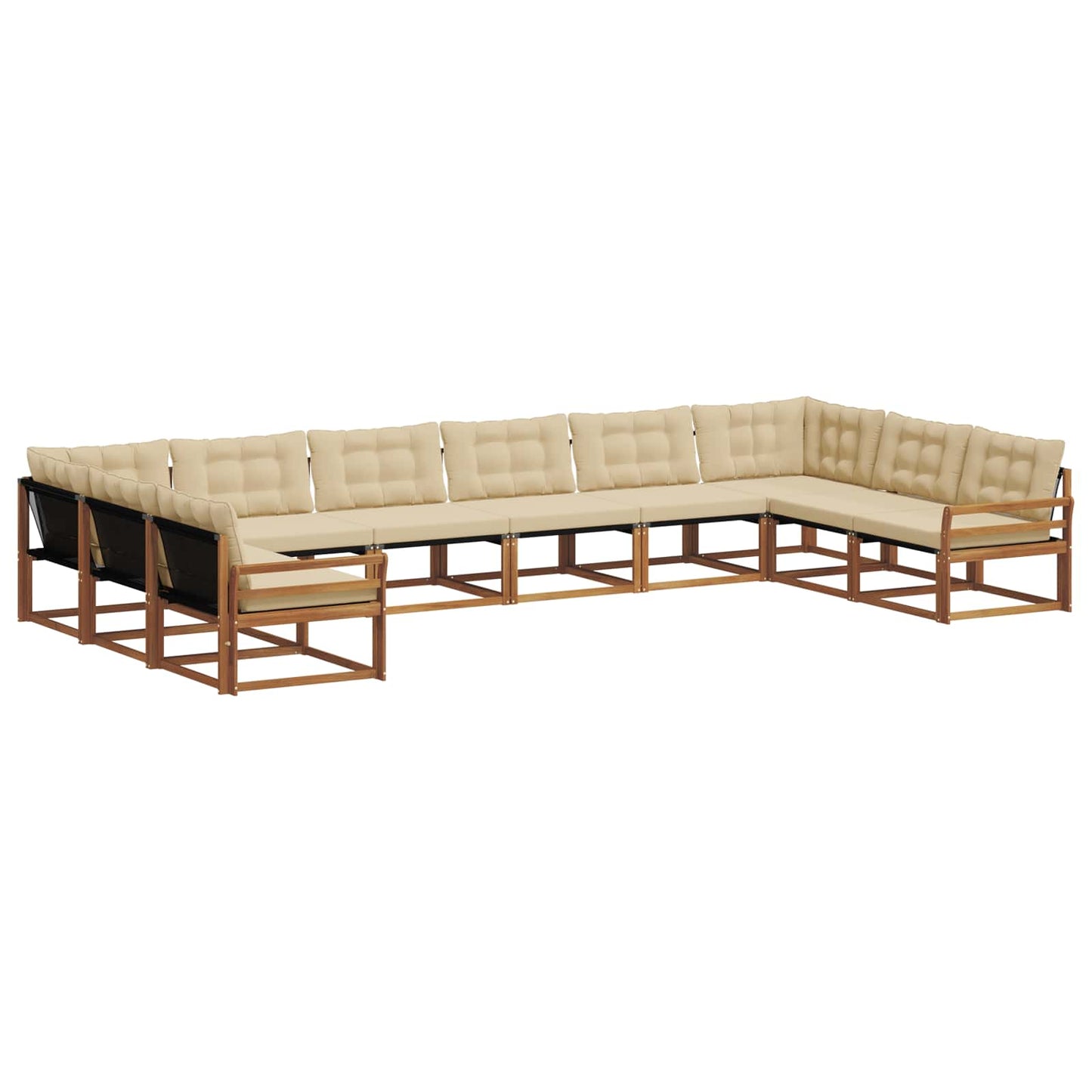 Outdoor-Sofagarnitur mit Kissen 10 pcs Natur und Beige