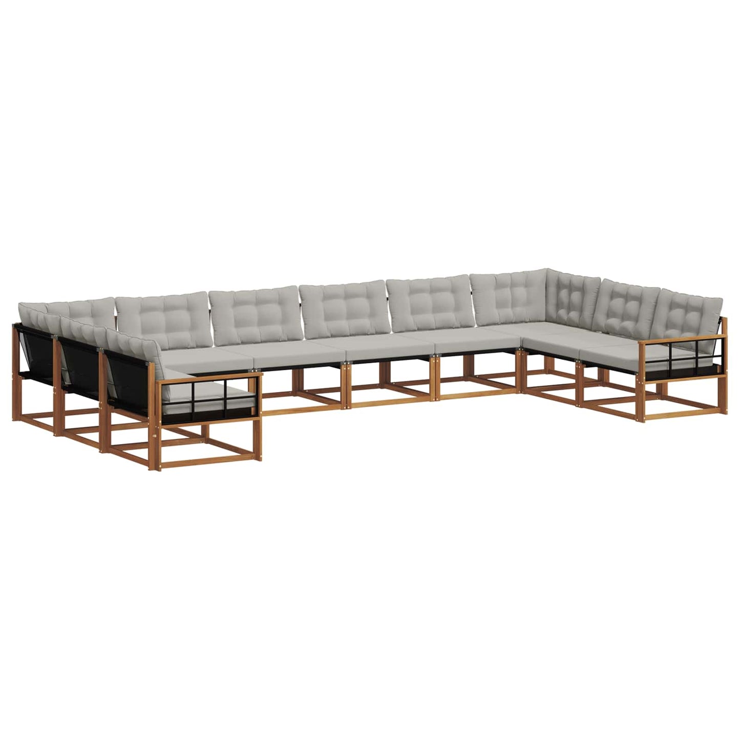 Outdoor-Sofagarnitur mit Kissen 10 pcs Natürlich und Hellgrau