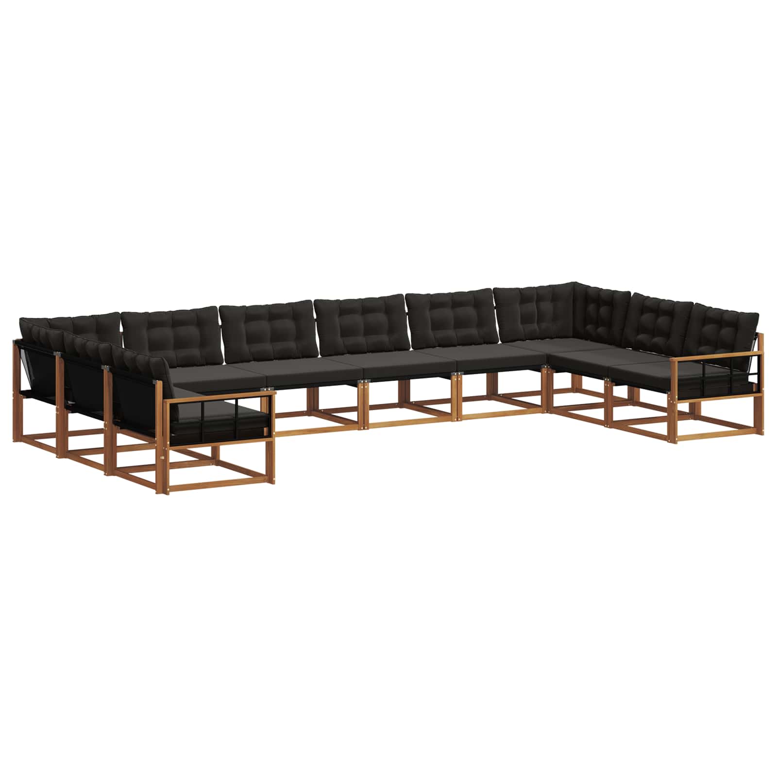 Outdoor-Sofagarnitur mit Kissen 10 pcs Natürlich und Schwarz
