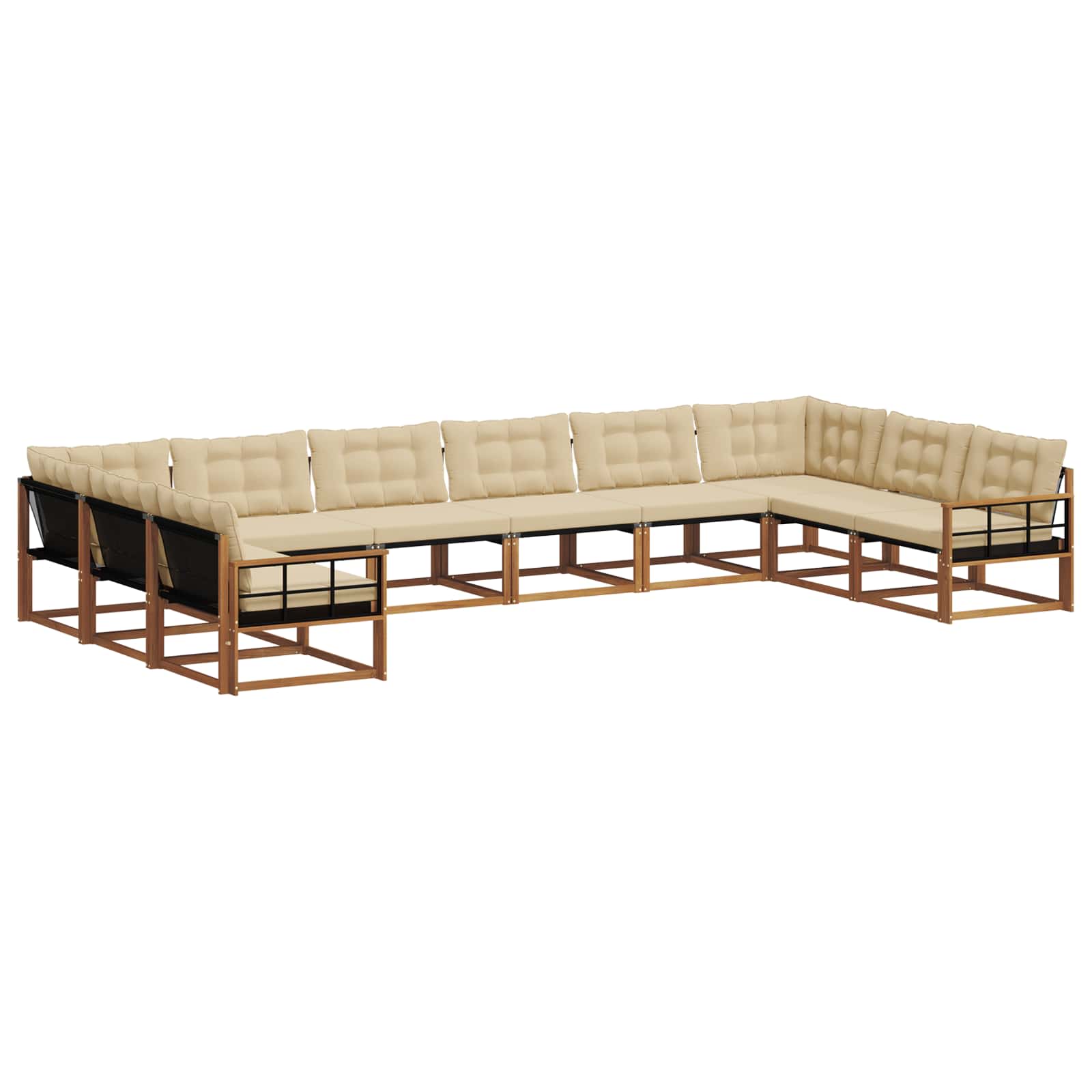 Outdoor-Sofagarnitur mit Kissen 10 pcs Natur und Beige