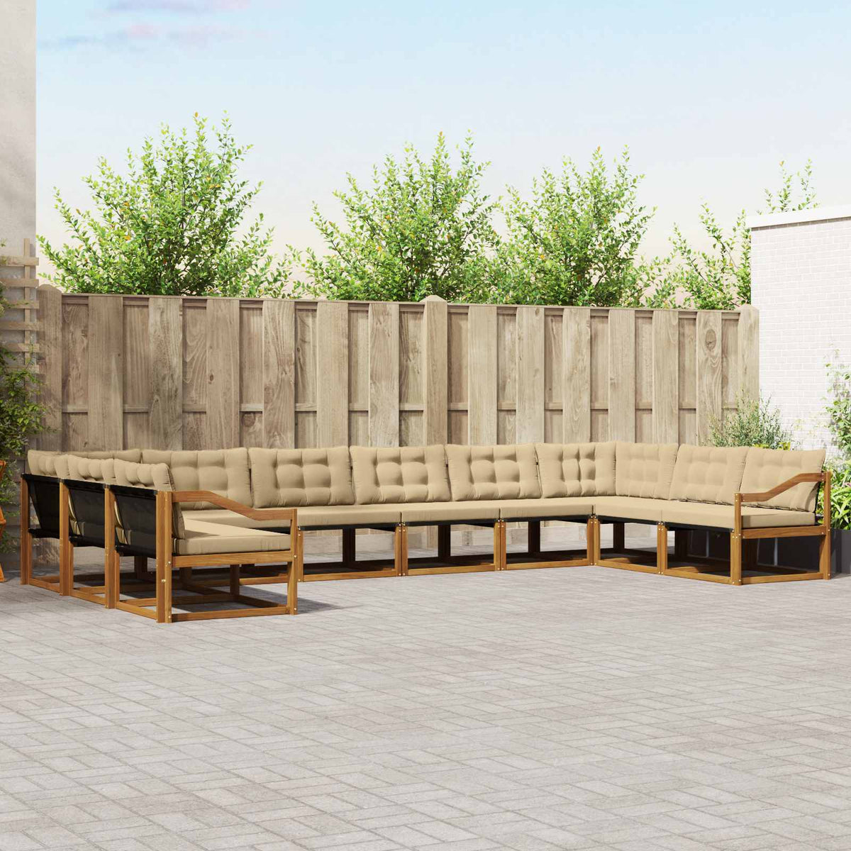Outdoor-Sofagarnitur 10 stk. Natur und Beige