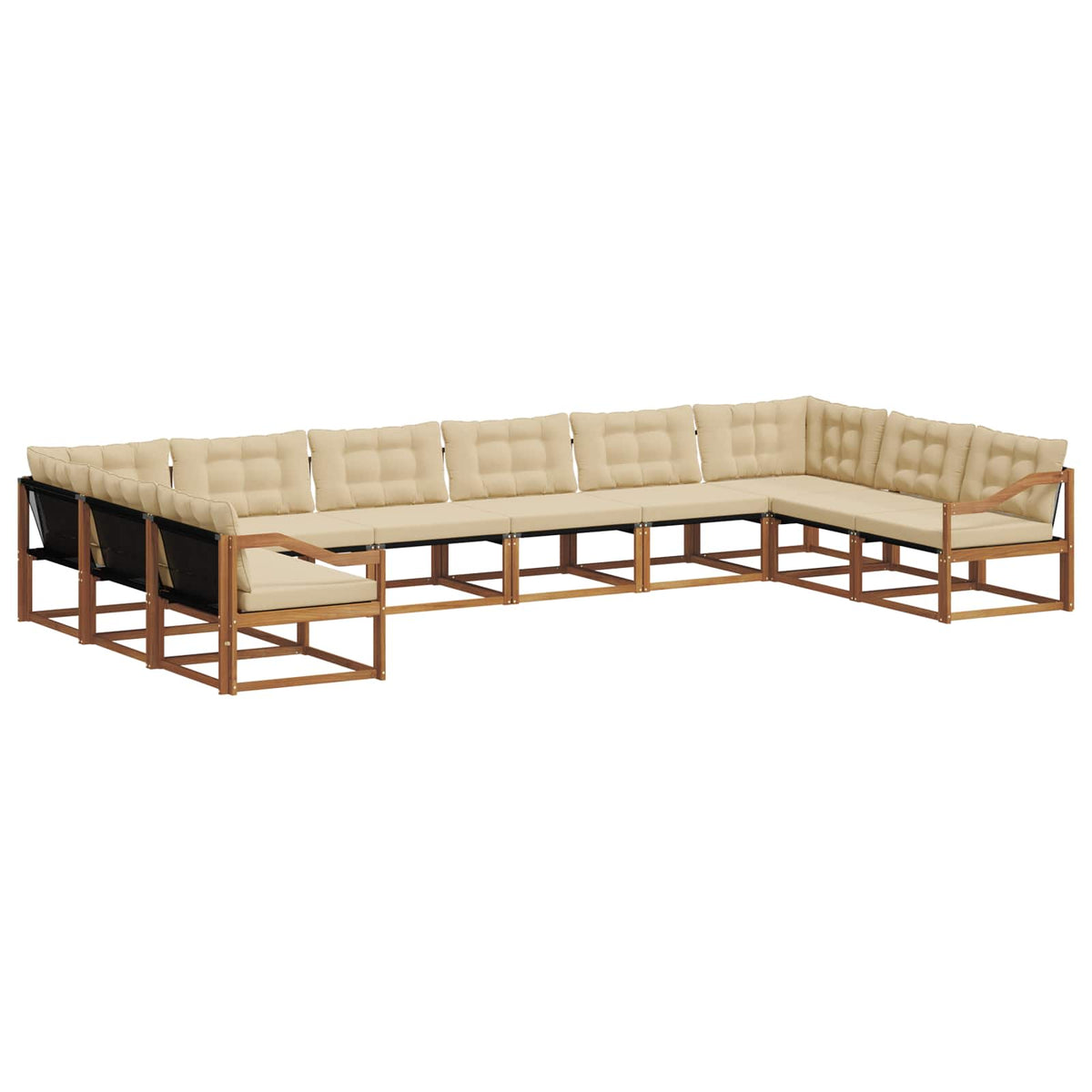 Outdoor-Sofagarnitur 10 stk. Natur und Beige