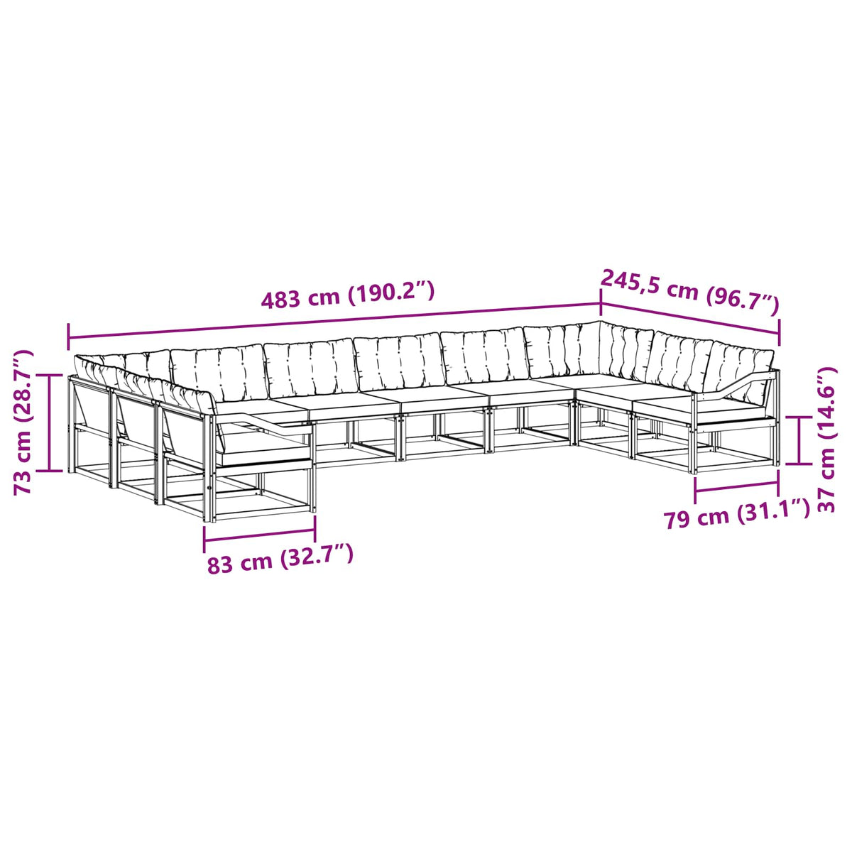 Outdoor-Sofagarnitur 10 stk. Natur und Beige