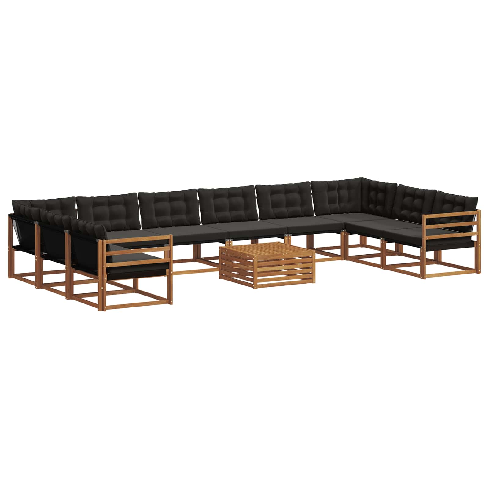 Outdoor-Sofagarnitur mit Kissen 11 pcs Natürlich und Schwarz