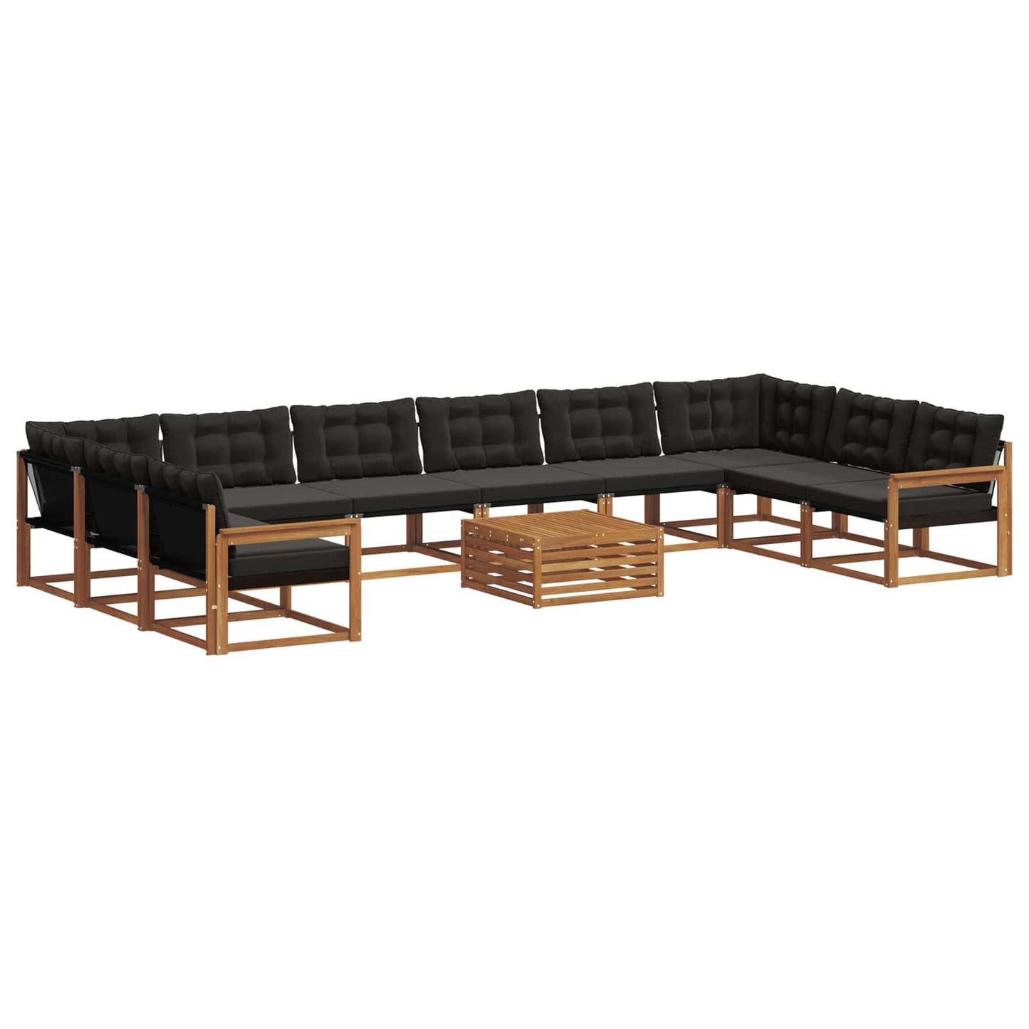 Outdoor-Sofagarnitur mit Kissen 11 pcs Natürlich und Schwarz