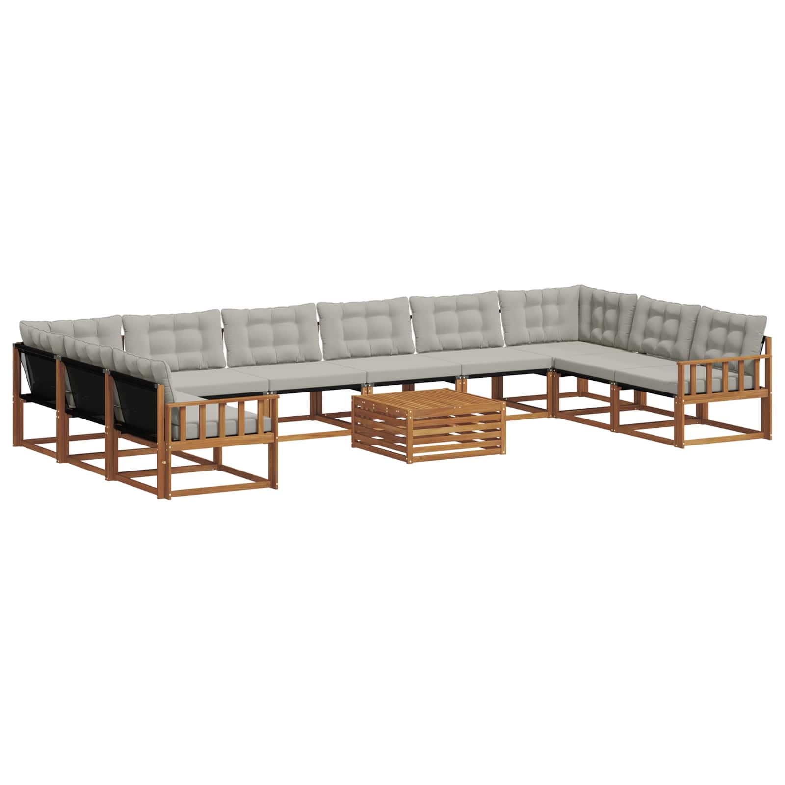 Outdoor-Sofagarnitur mit Kissen 11 pcs Natürlich und Hellgrau