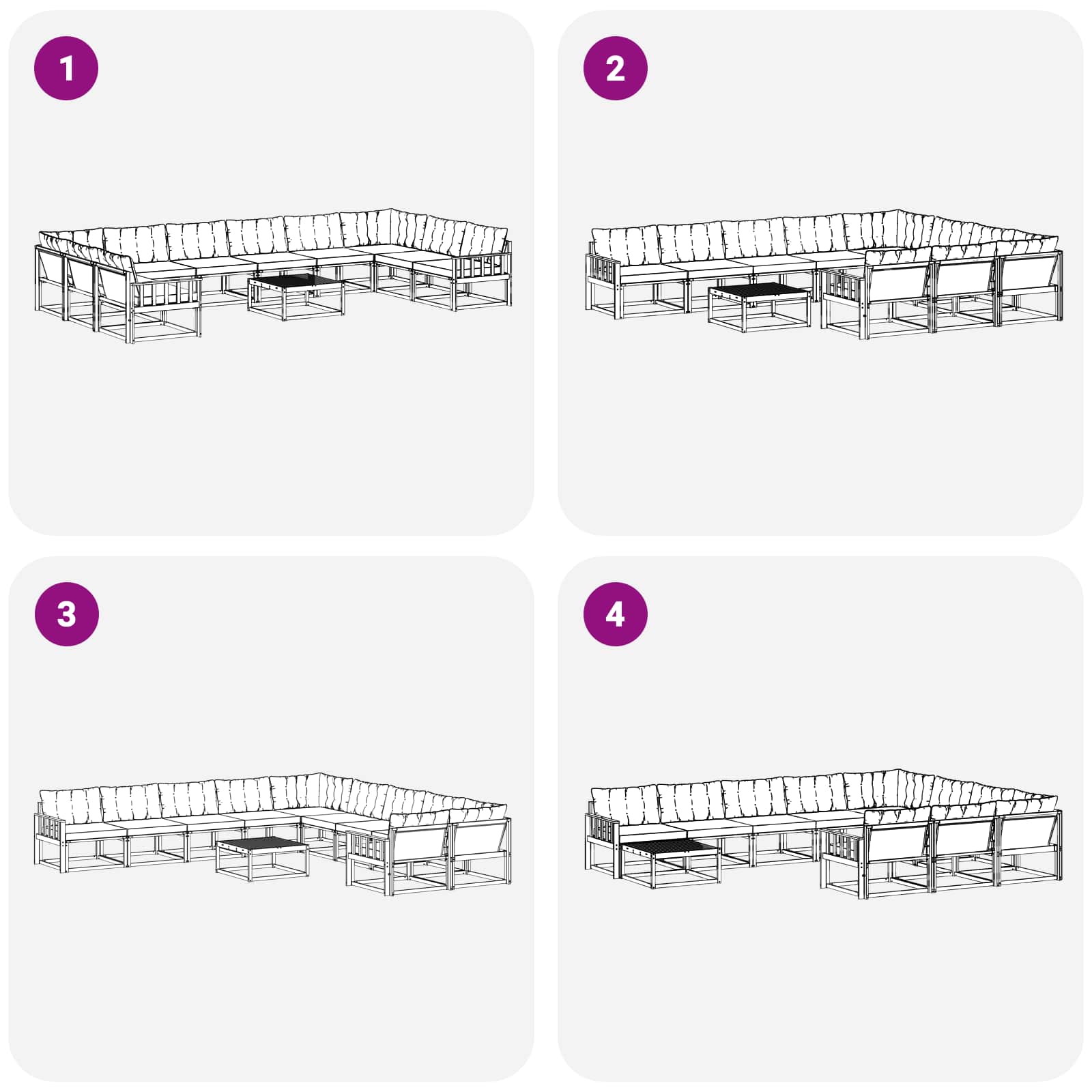 Outdoor-Sofagarnitur mit Kissen 11 pcs Natürlich und Hellgrau