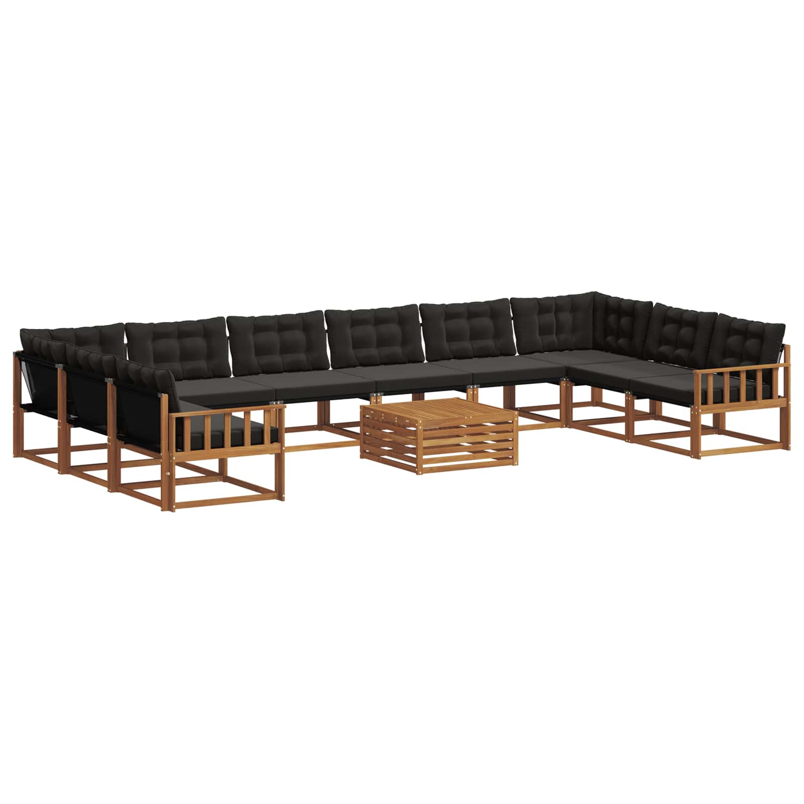 Outdoor-Sofagarnitur mit Kissen 11 pcs Natürlich und Schwarz