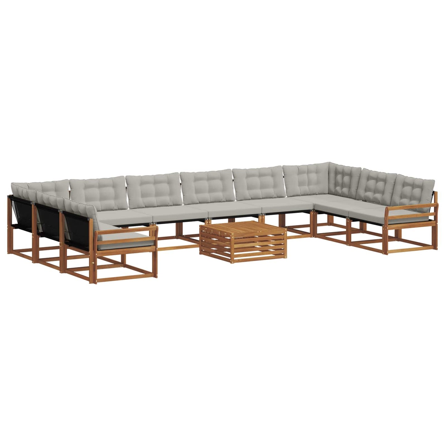 Outdoor-Sofagarnitur mit Kissen 11 pcs Natürlich und Hellgrau