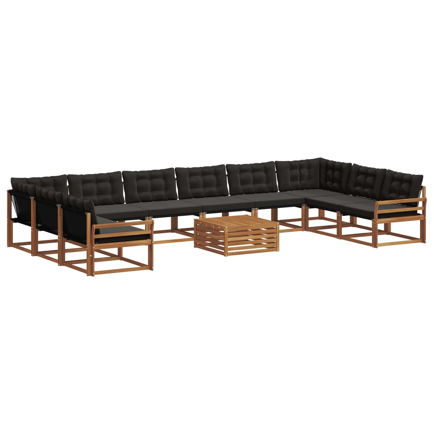 Outdoor-Sofagarnitur mit Kissen 11 pcs Natürlich und Schwarz