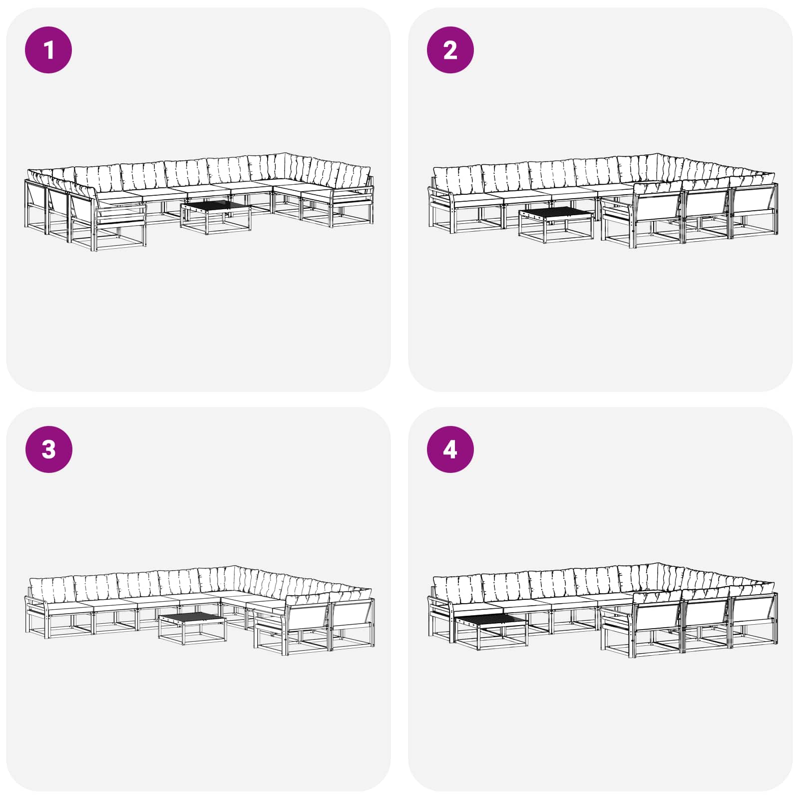 Outdoor-Sofagarnitur mit Kissen 11 pcs Natürlich und Schwarz