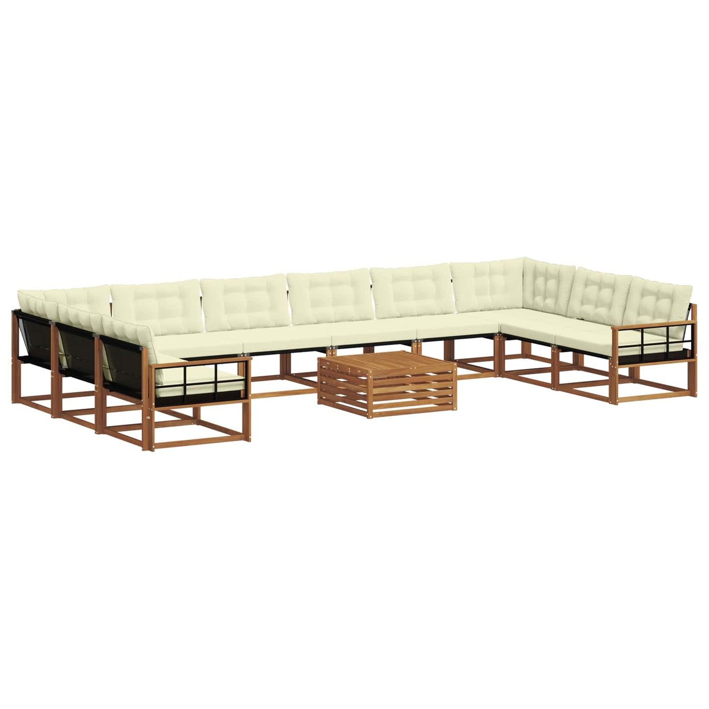 Outdoor-Sofagarnitur mit Kissen 11 pcs Natur und Creme