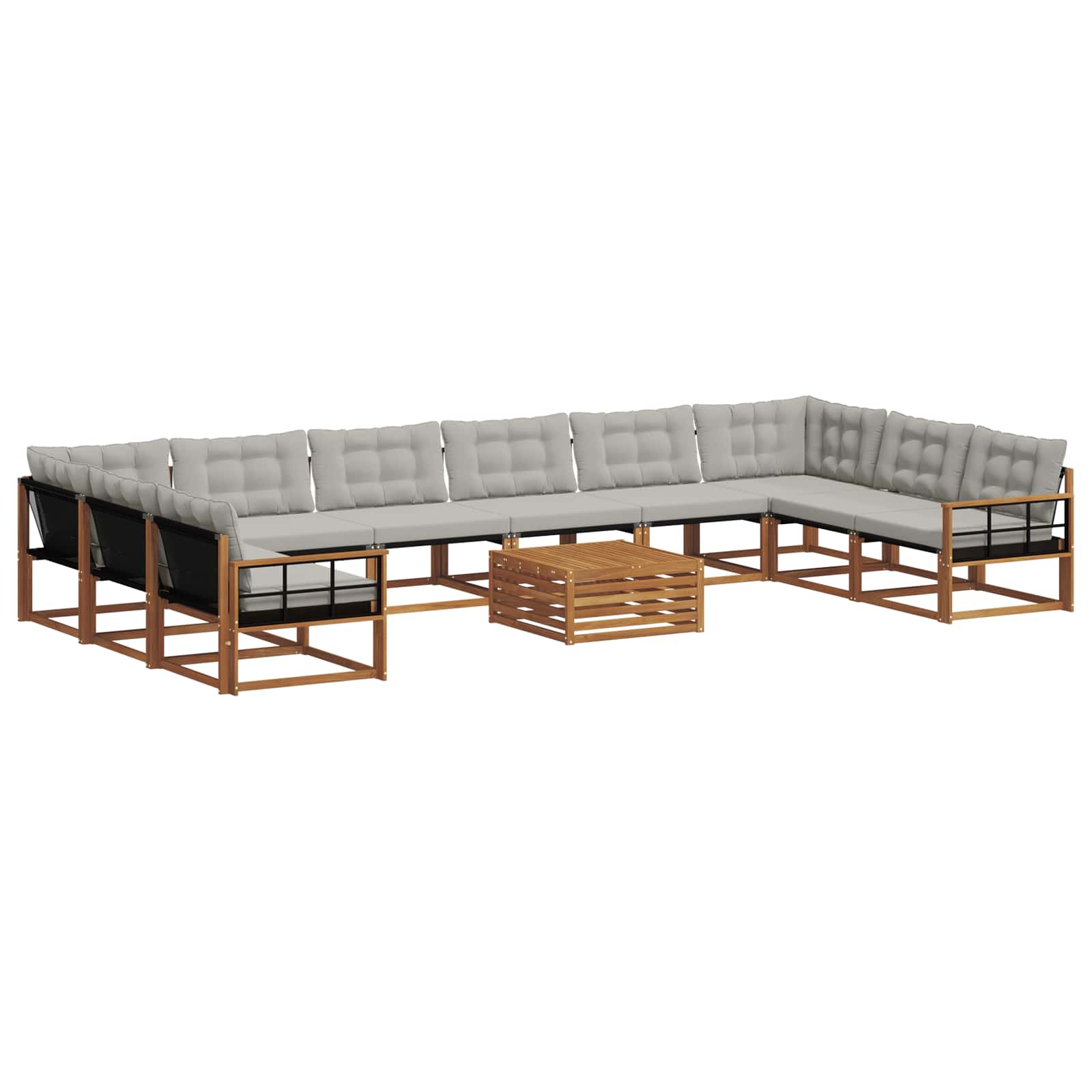Outdoor-Sofagarnitur mit Kissen 11 pcs Natürlich und Hellgrau