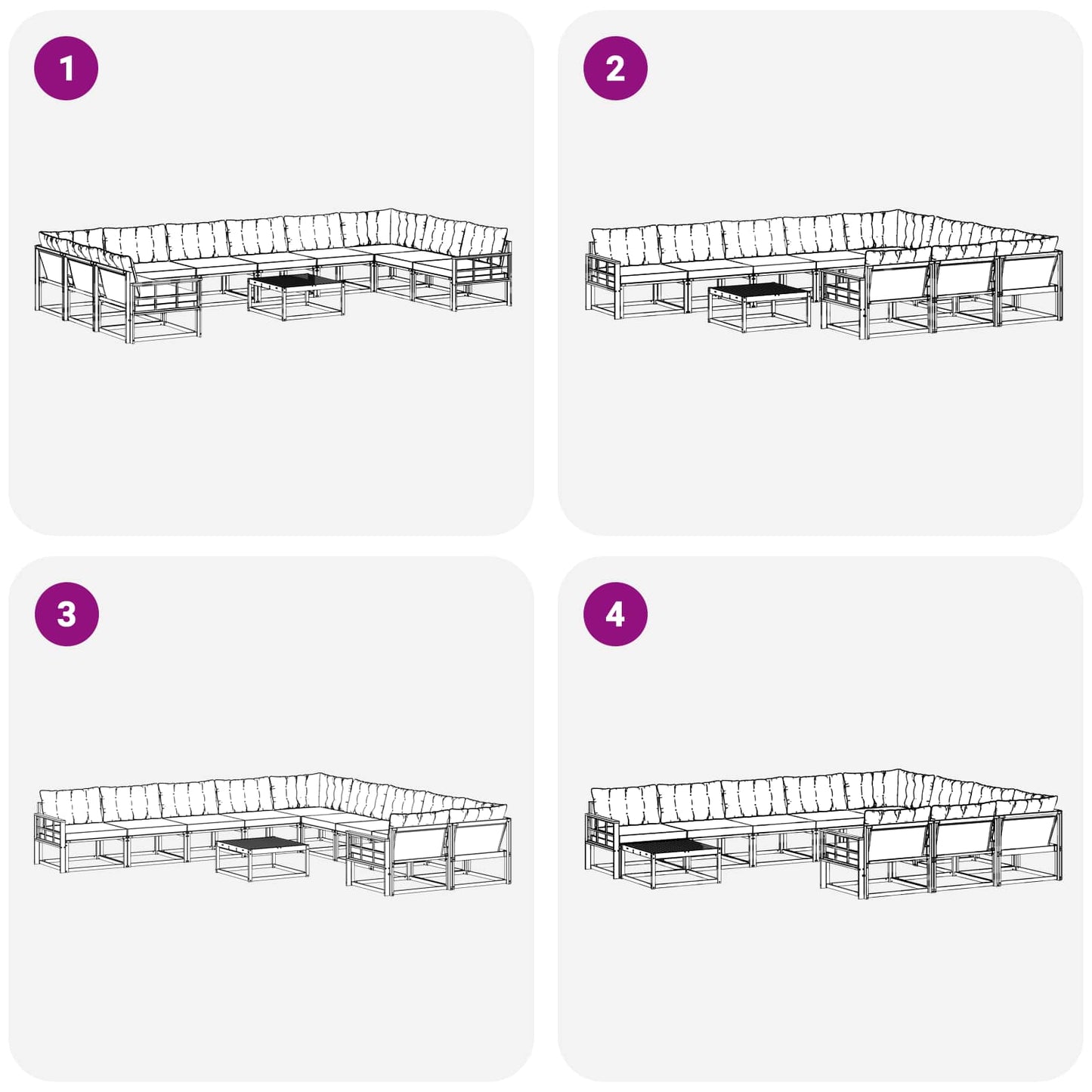 Outdoor-Sofagarnitur mit Kissen 11 pcs Natürlich und Hellgrau