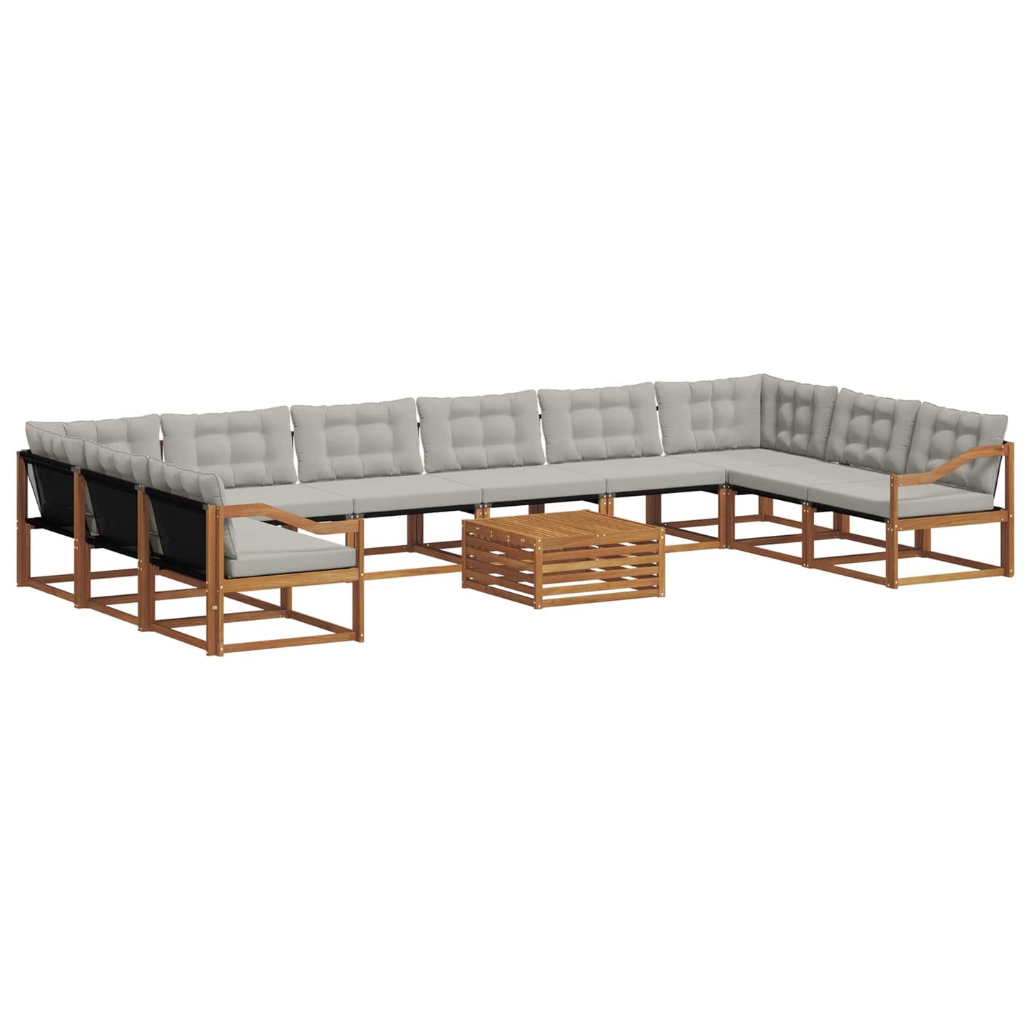Outdoor-Sofagarnitur mit Kissen 11 pcs Natürlich und Hellgrau