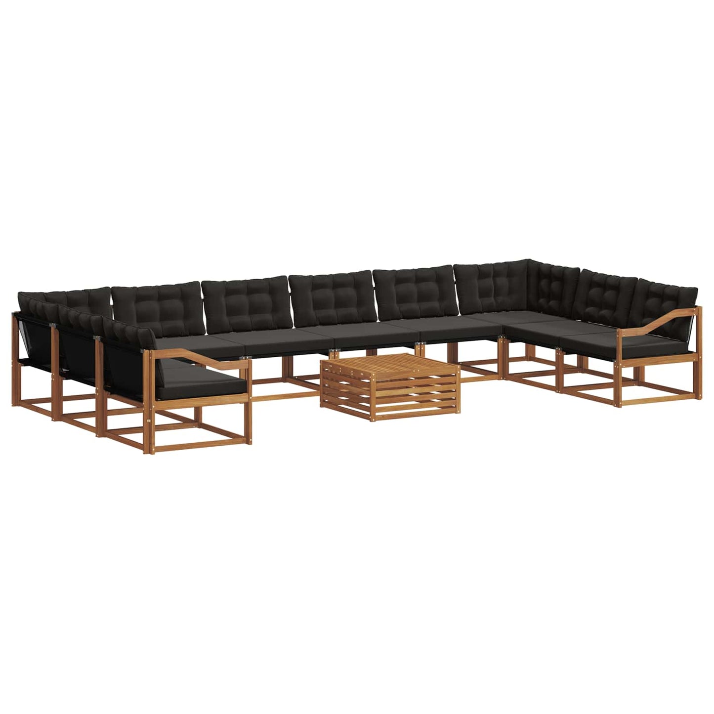 Outdoor-Sofagarnitur mit Kissen 11 pcs Natürlich und Schwarz