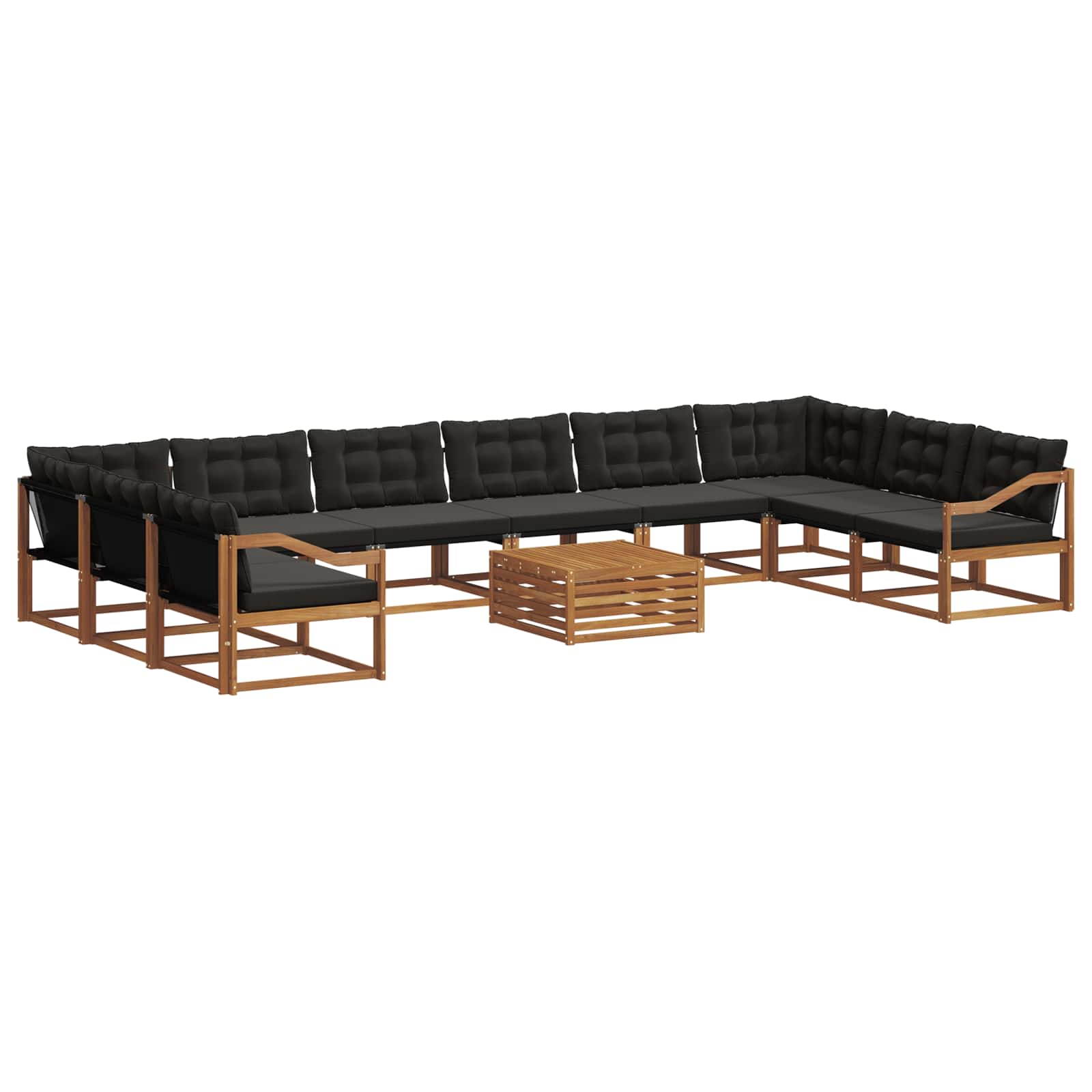 Outdoor-Sofagarnitur mit Kissen 11 pcs Natürlich und Schwarz