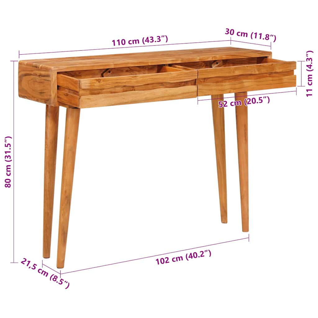 Konsolentisch Braun 110 x 30 x 80 cm Massivholz Akazie