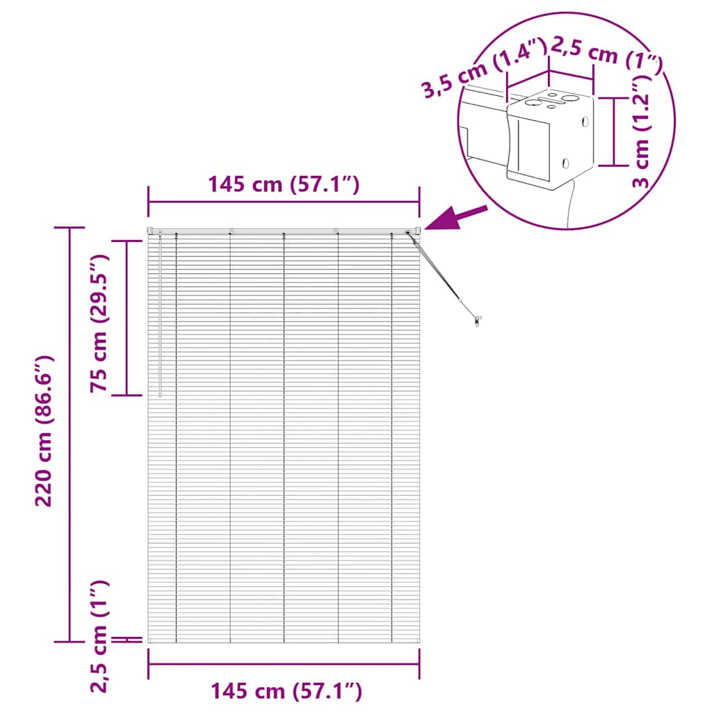 Venezianische Jalousie Weiß 220 x 145 cm 25 mm Aluminium