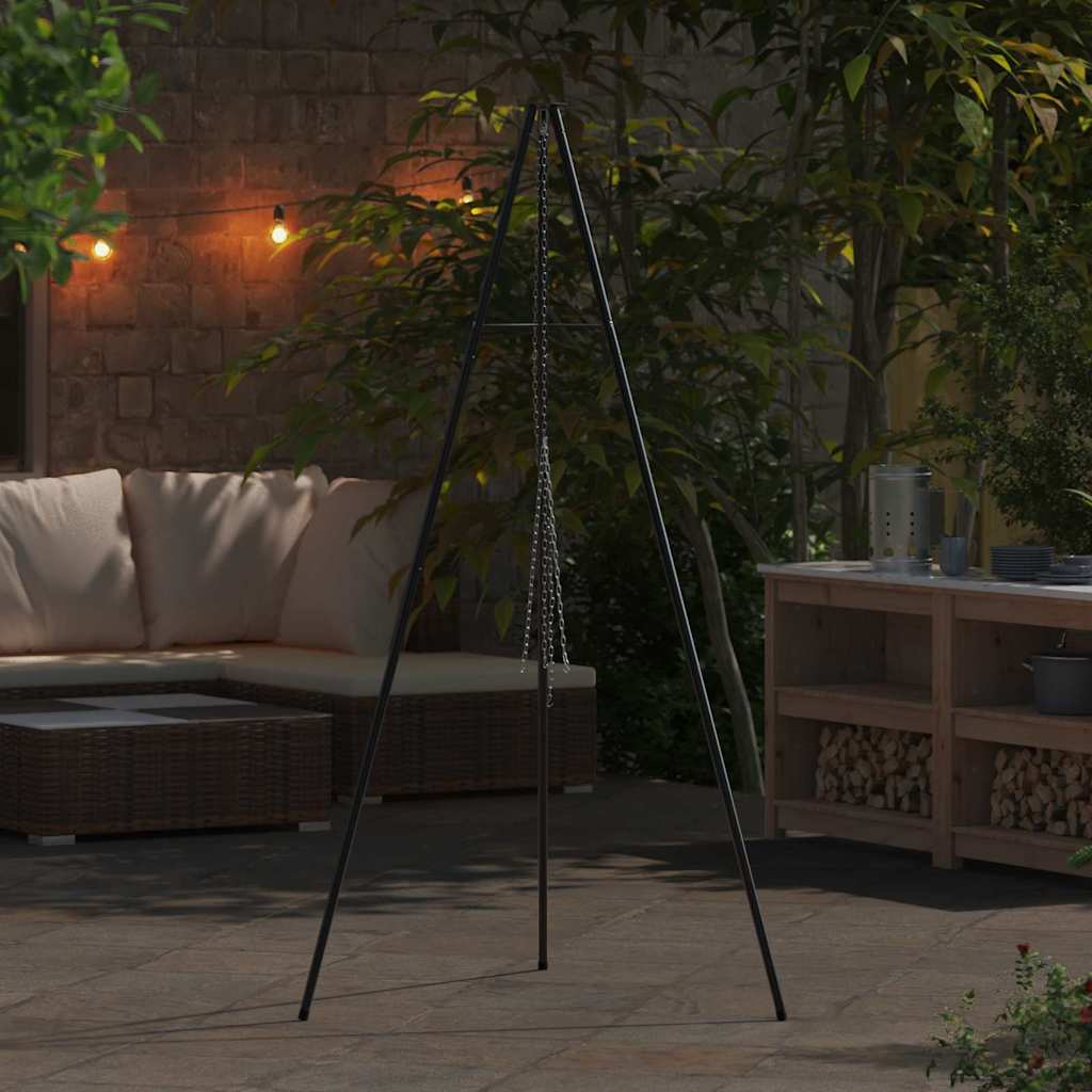 Lagerfeuer Stativ Schwarz 92 x 92 x 191,5 cm Stahl