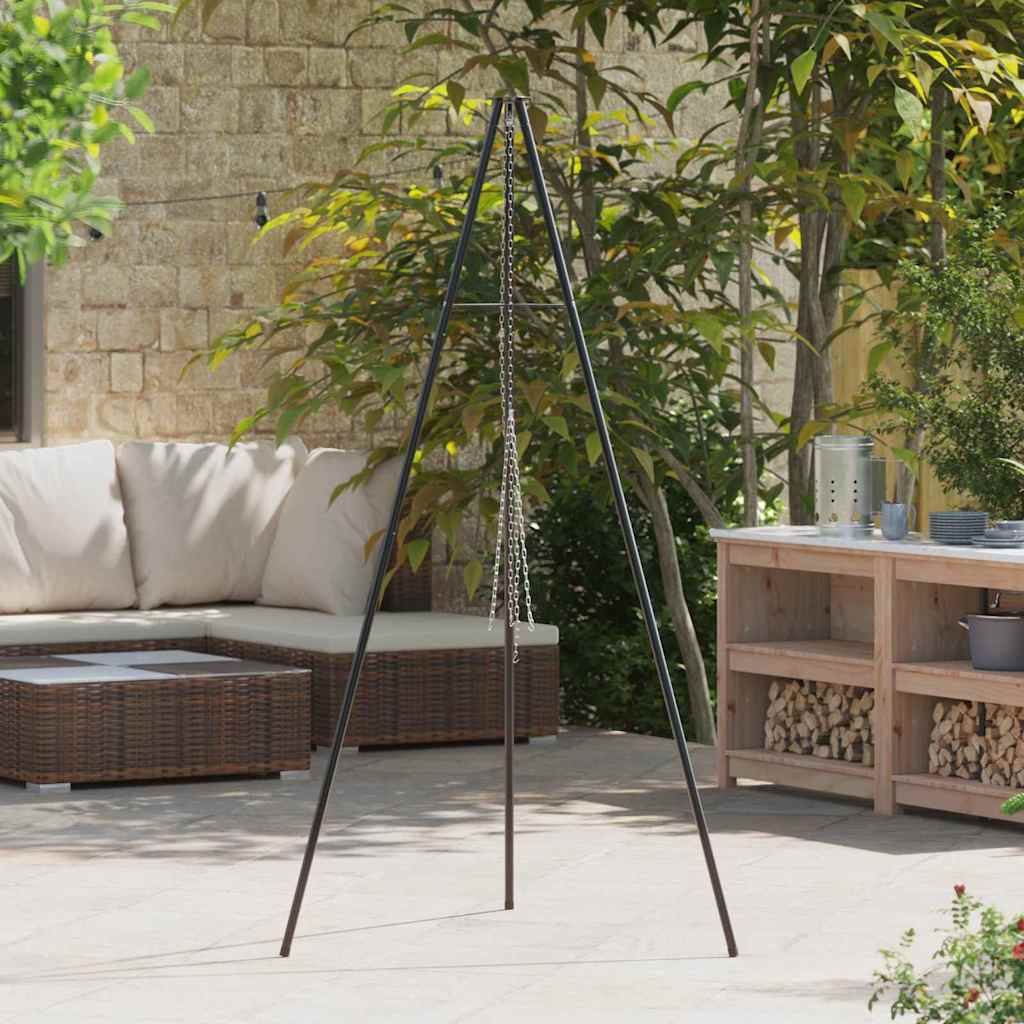 Lagerfeuer Stativ Schwarz 92 x 92 x 191,5 cm Stahl