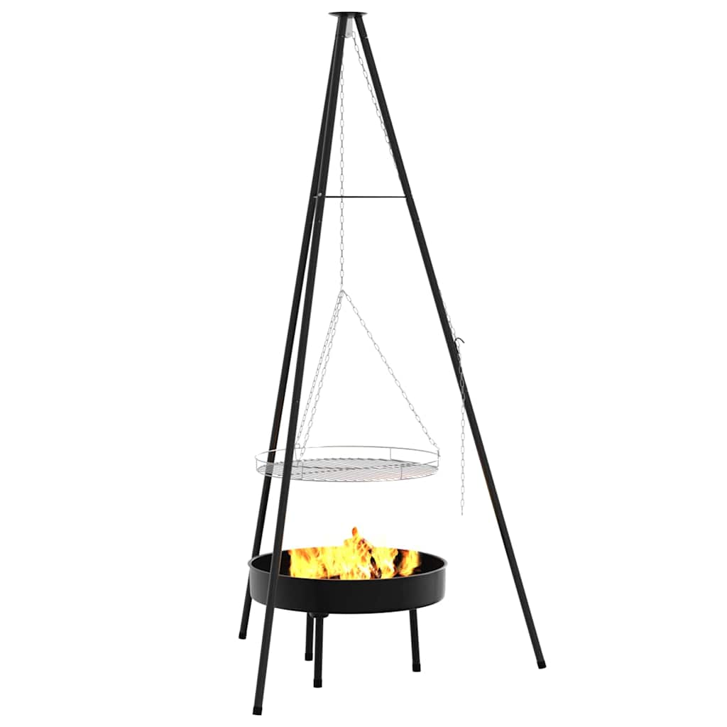 Lagerfeuer Stativ 3 stk. Schwarz Stahl