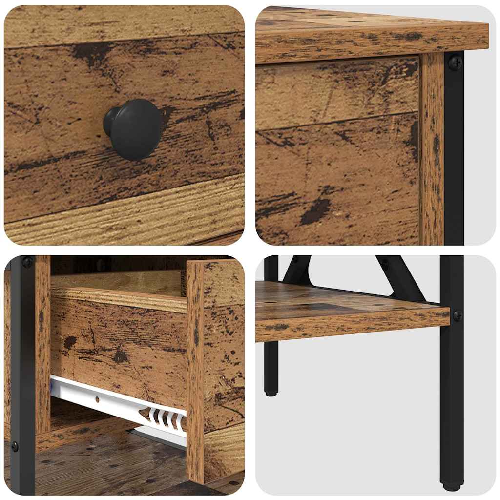 Nachttisch Altholz 40 x 42 x 45 cm Schichtholz und Metall