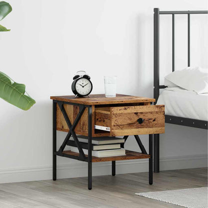 Nachttisch Altholz 40 x 42 x 45 cm Schichtholz und Metall
