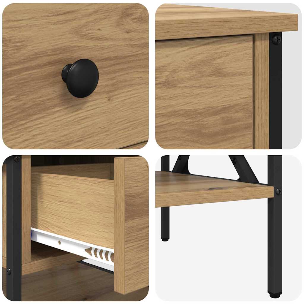Nachttisch Artisan-Eiche 40 x 42 x 45 cm Schichtholz und Metall
