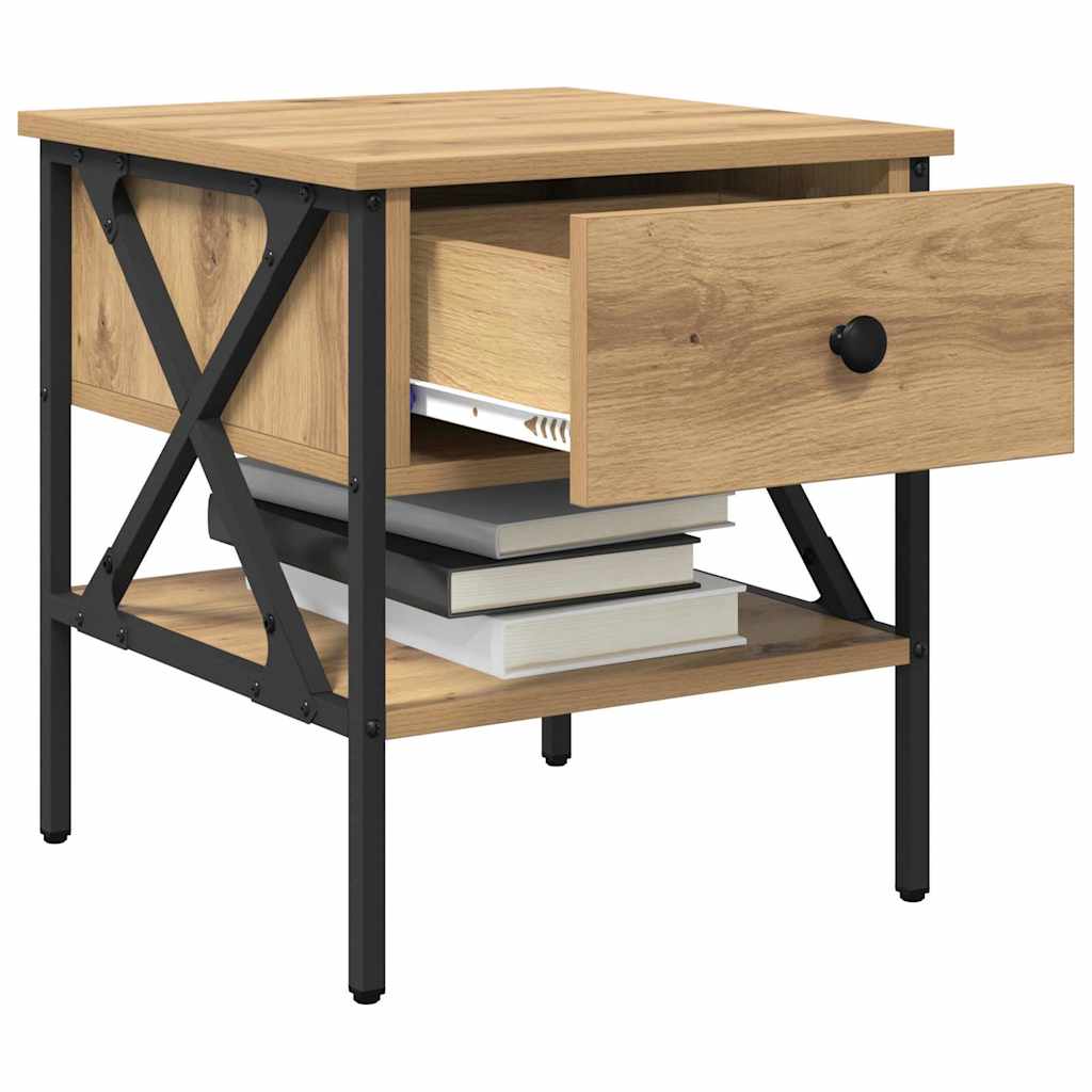 Nachttisch Artisan-Eiche 40 x 42 x 45 cm Schichtholz und Metall