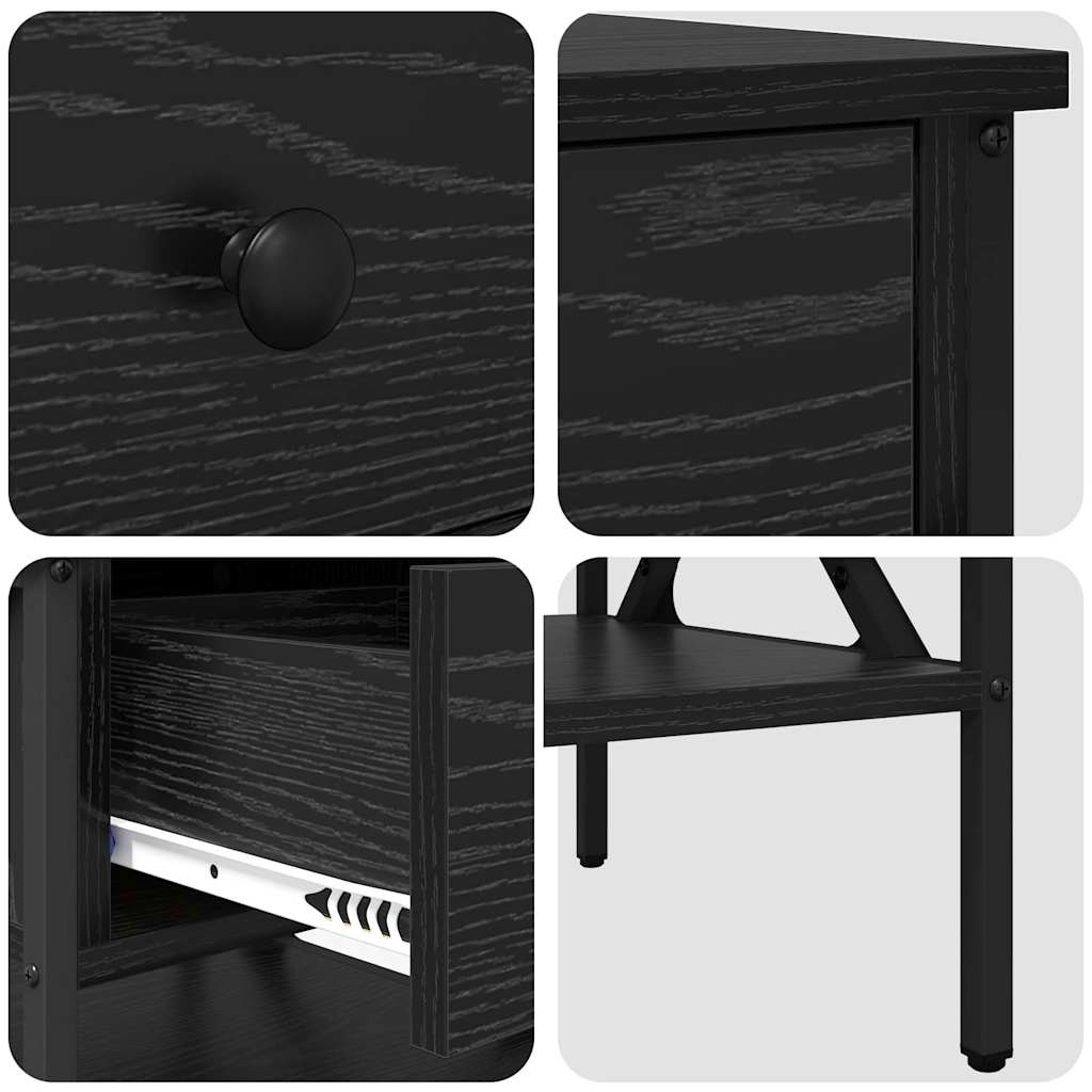 Nachttisch mit Schubladen Schwarz Eichen-Optik 40 x 42 x 45 cm