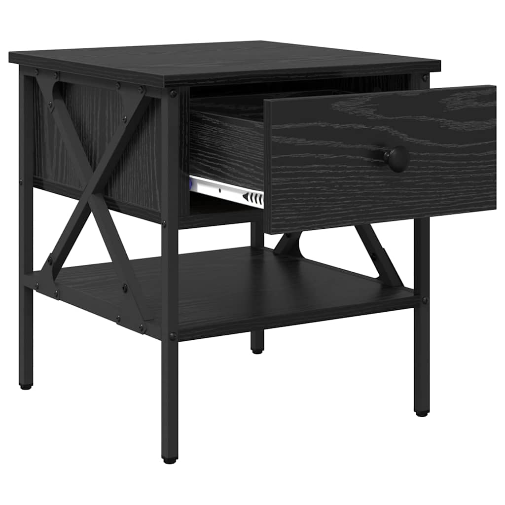 Nachttisch mit Schubladen Schwarz Eichen-Optik 40 x 42 x 45 cm